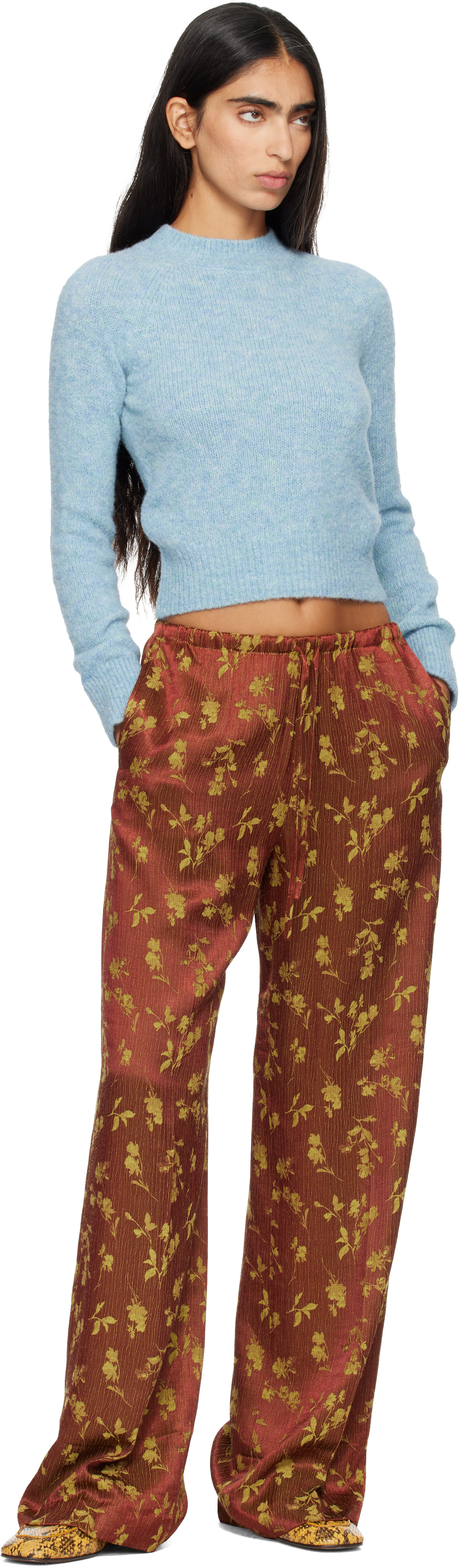 Dries Van Noten - Pull bleu en alpaga