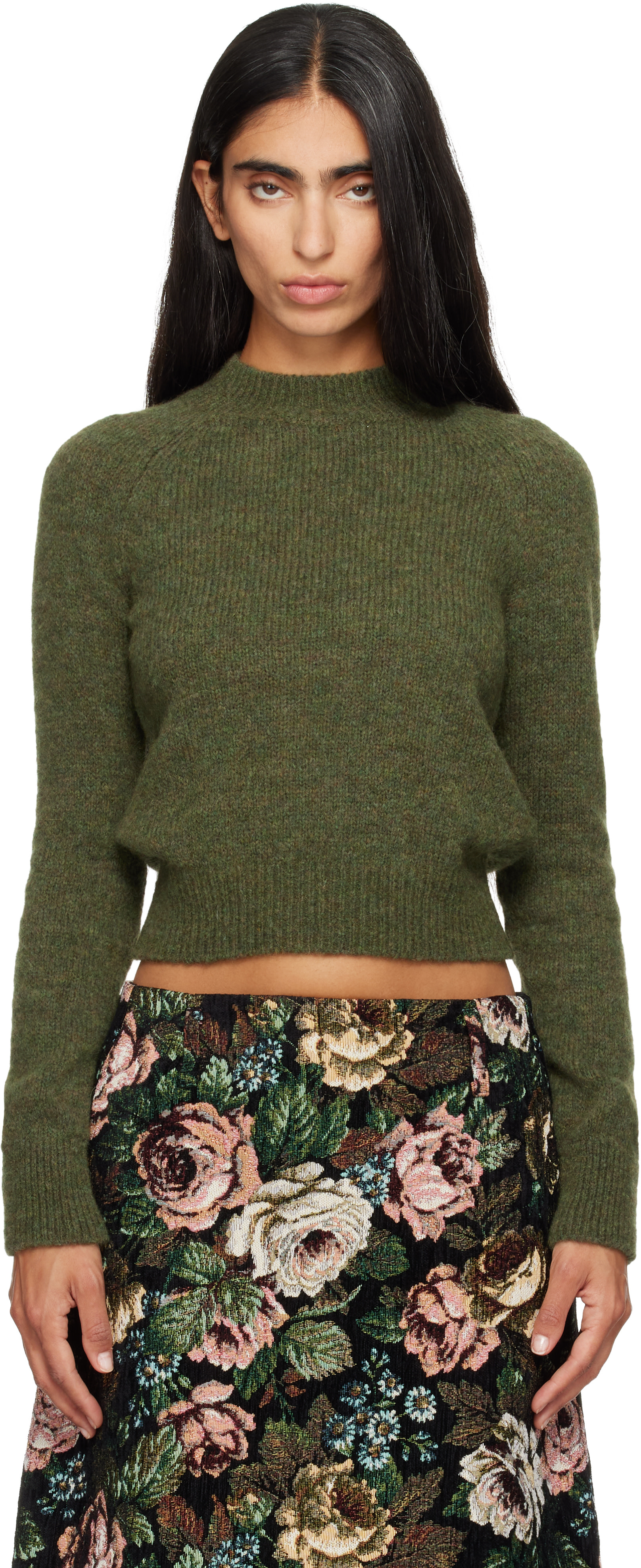 Dries Van Noten - Pull kaki en alpaga