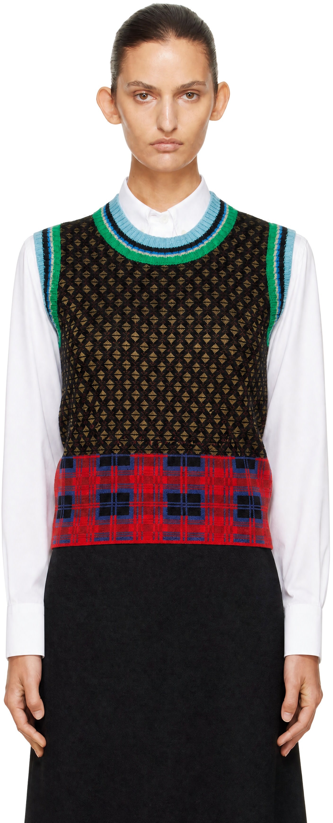 Dries Van Noten: Multicolor Jacquard Wool Sweater Vest | SSENSE