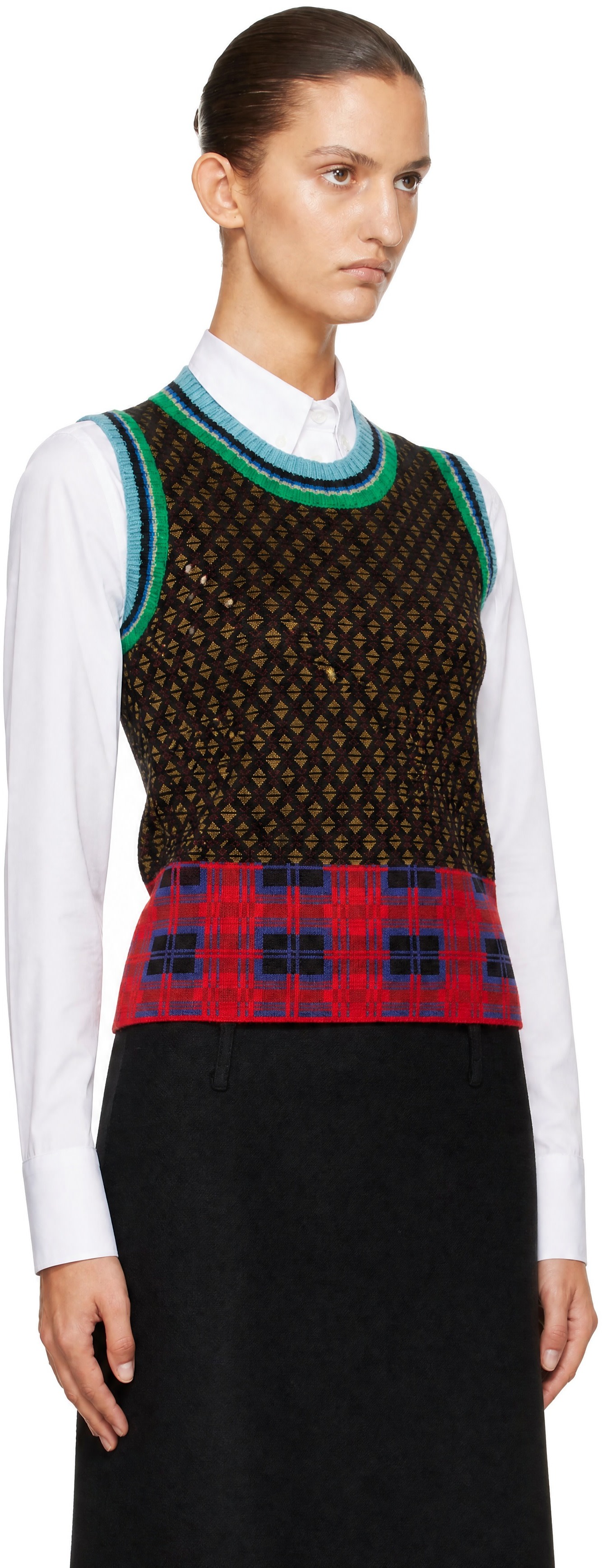 Dries Van Noten: Multicolor Jacquard Wool Sweater Vest | SSENSE