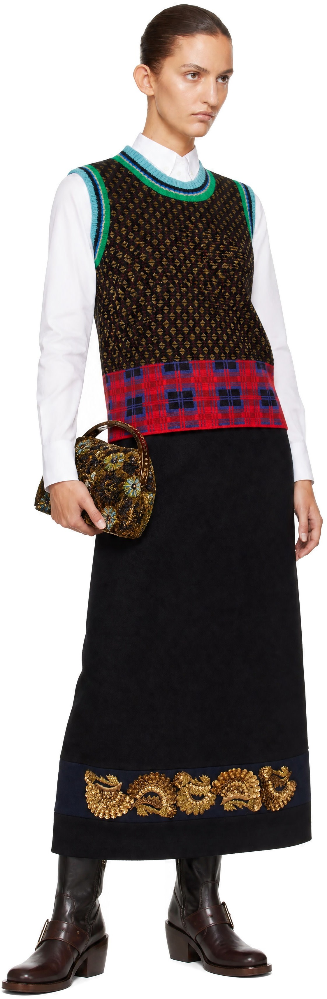 Dries Van Noten: Multicolor Jacquard Wool Sweater Vest | SSENSE