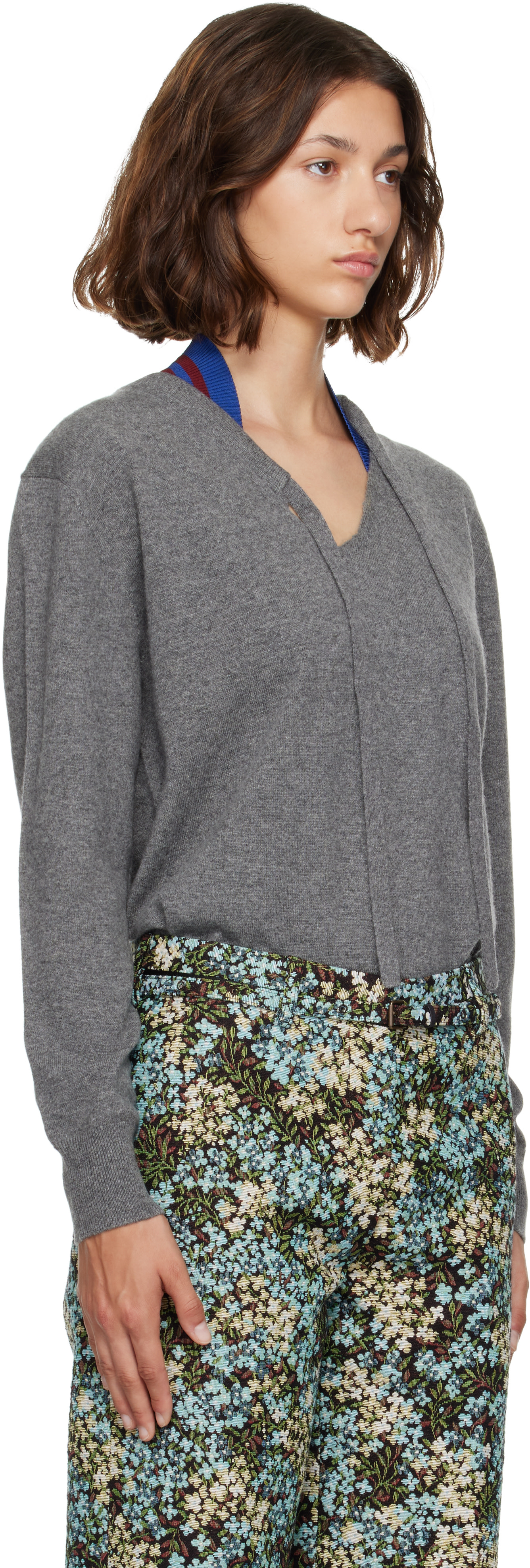 Dries Van Noten - Pull gris en cachemire