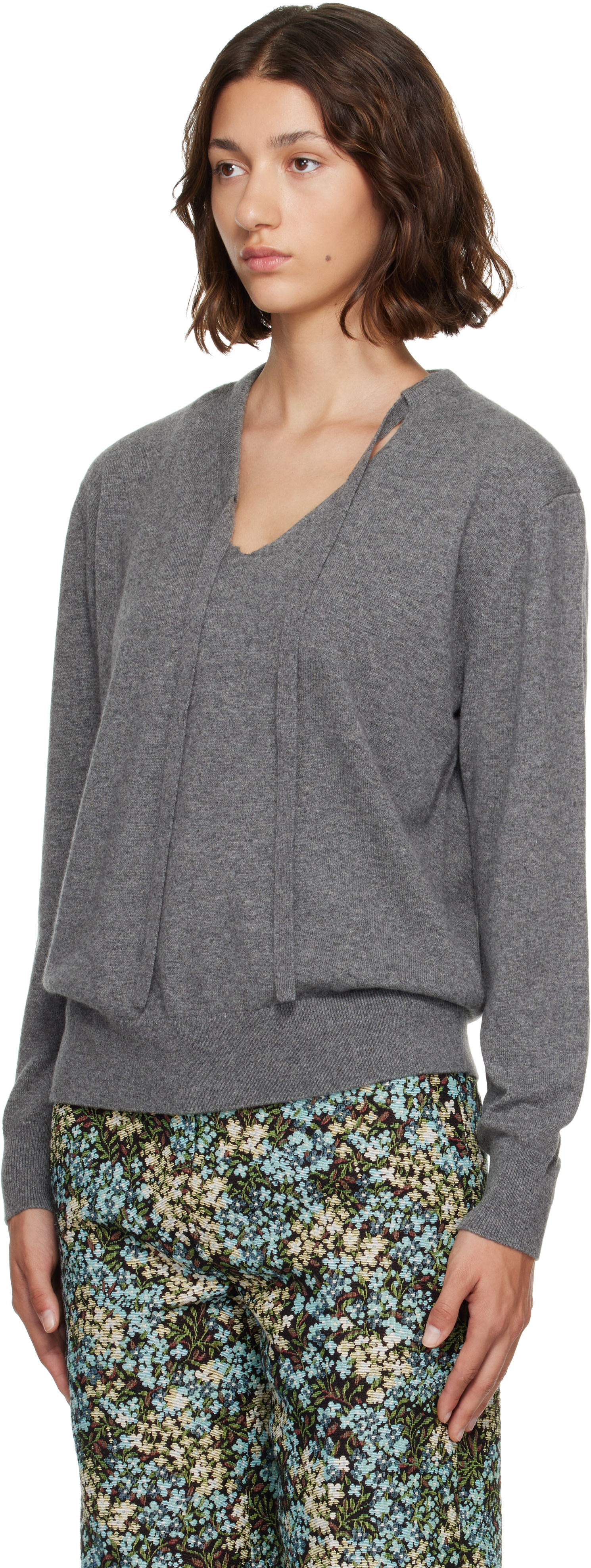 Dries Van Noten - Pull gris en cachemire