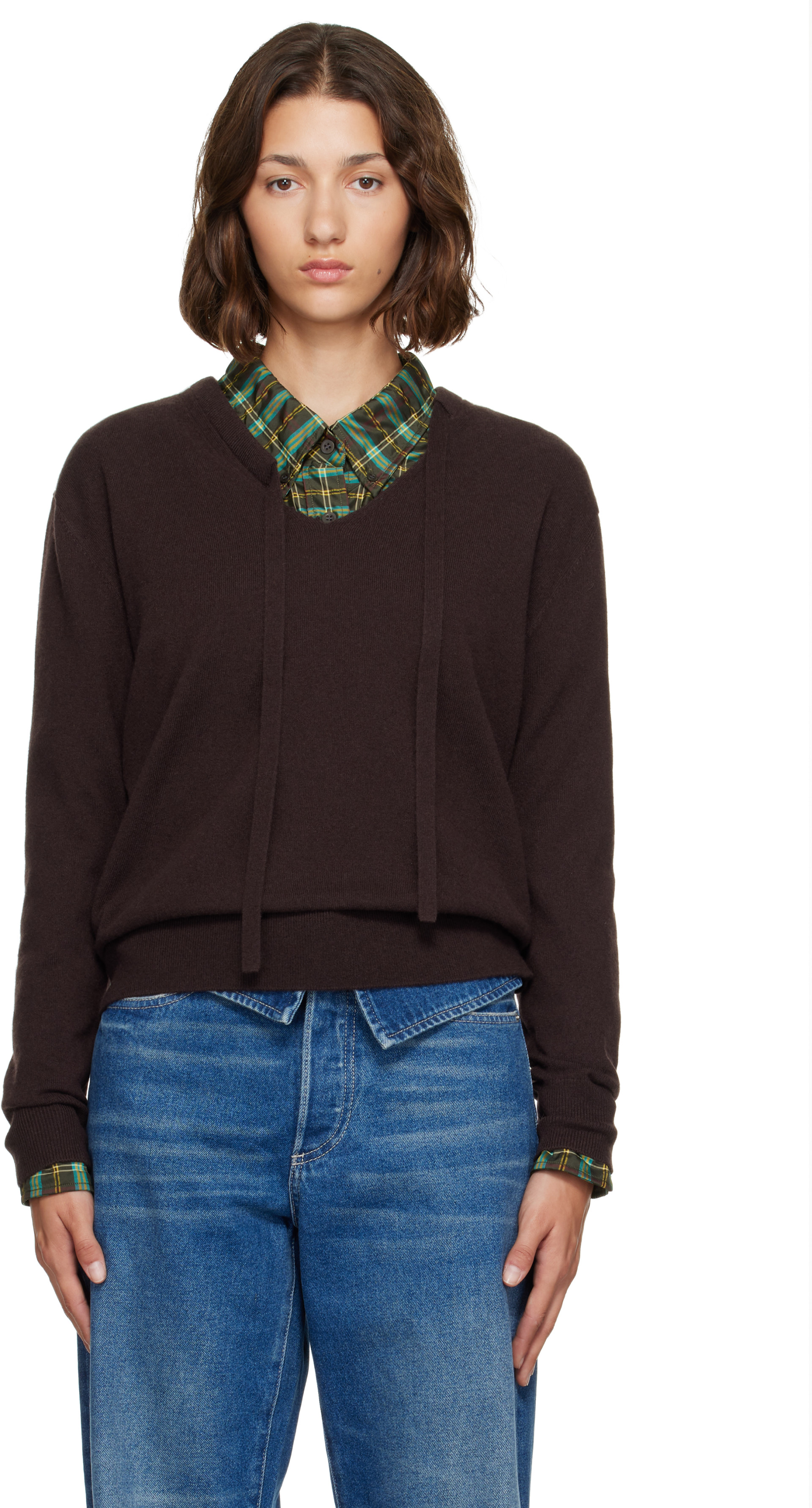 Dries Van Noten - Pull brun en cachemire
