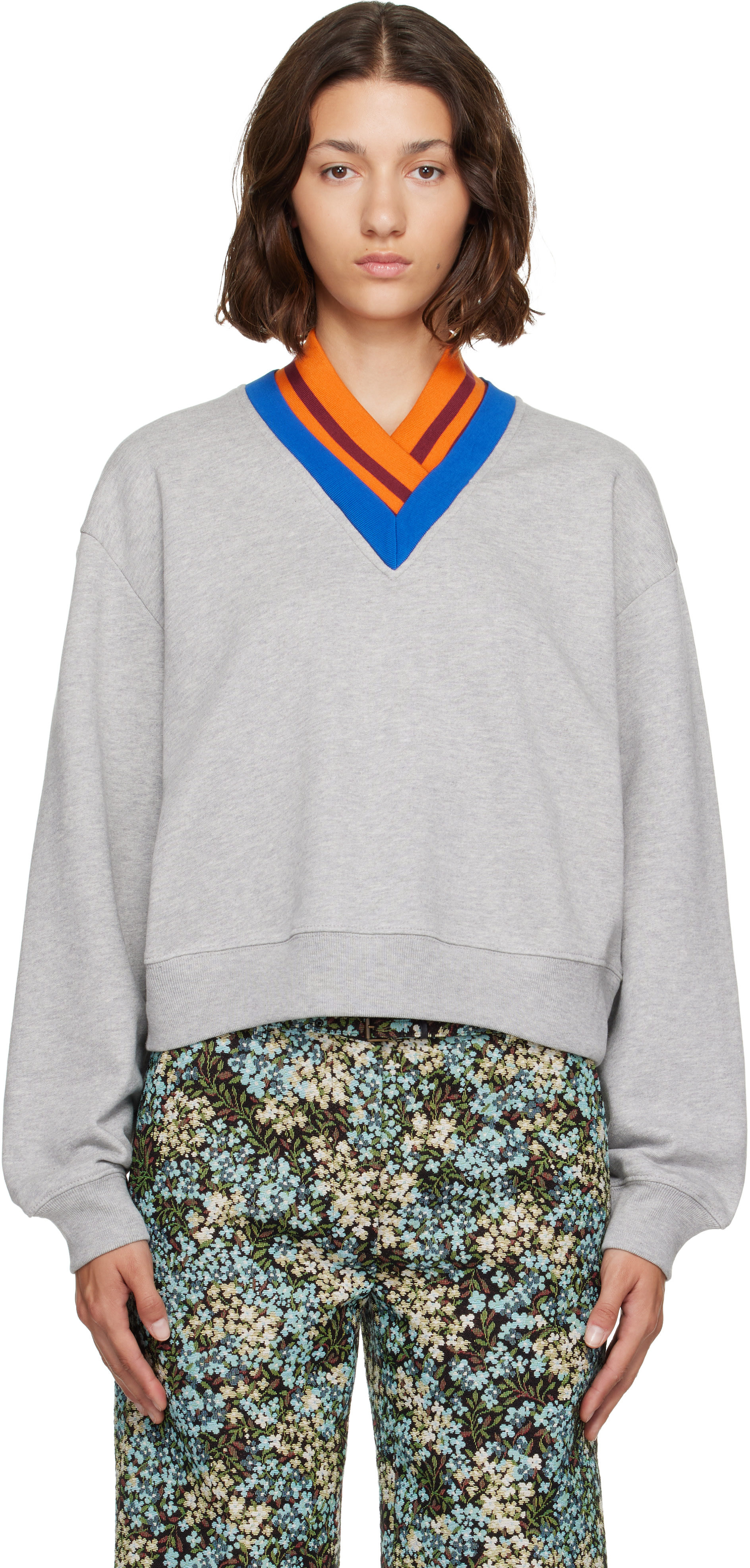 Dries Van Noten - Pull molletonné gris en coton
