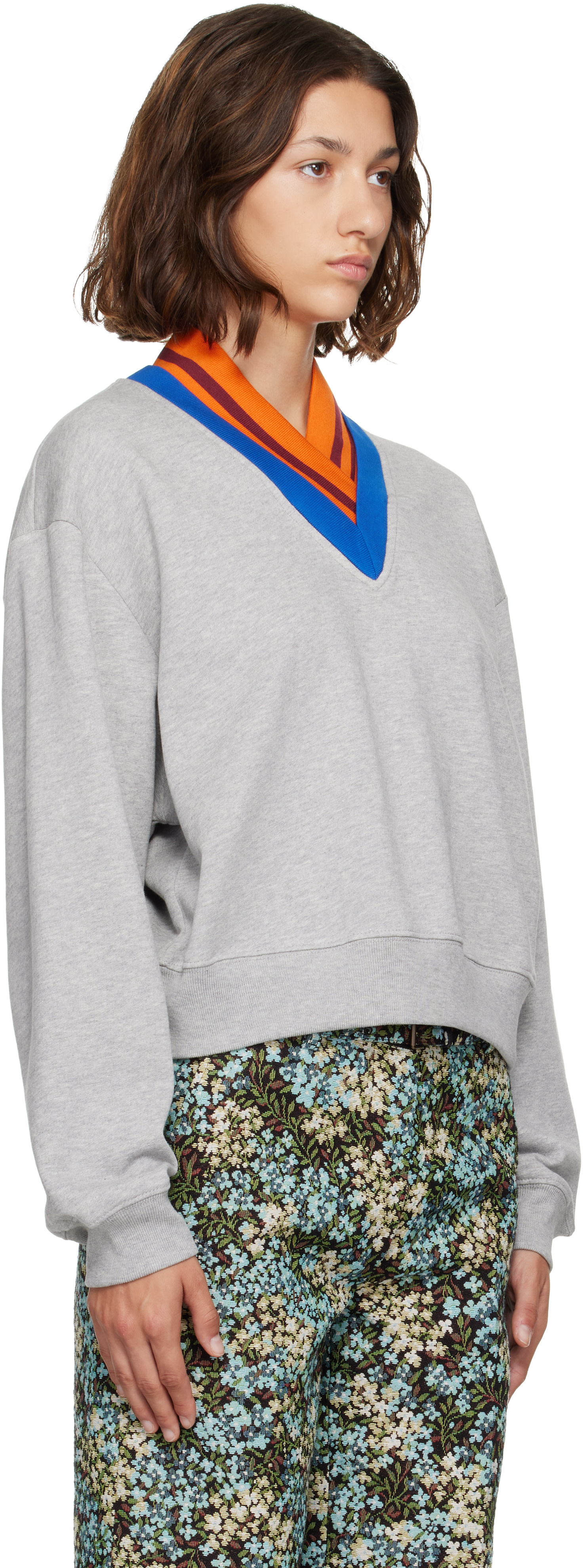 Dries Van Noten - Pull molletonné gris en coton