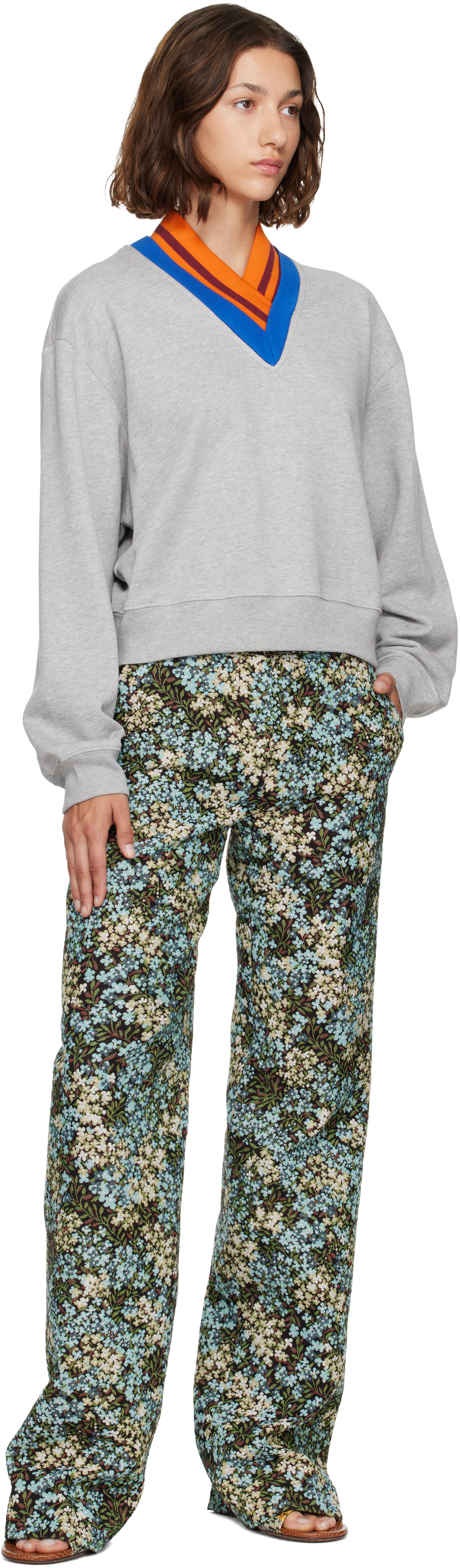 Dries Van Noten - Pull molletonné gris en coton
