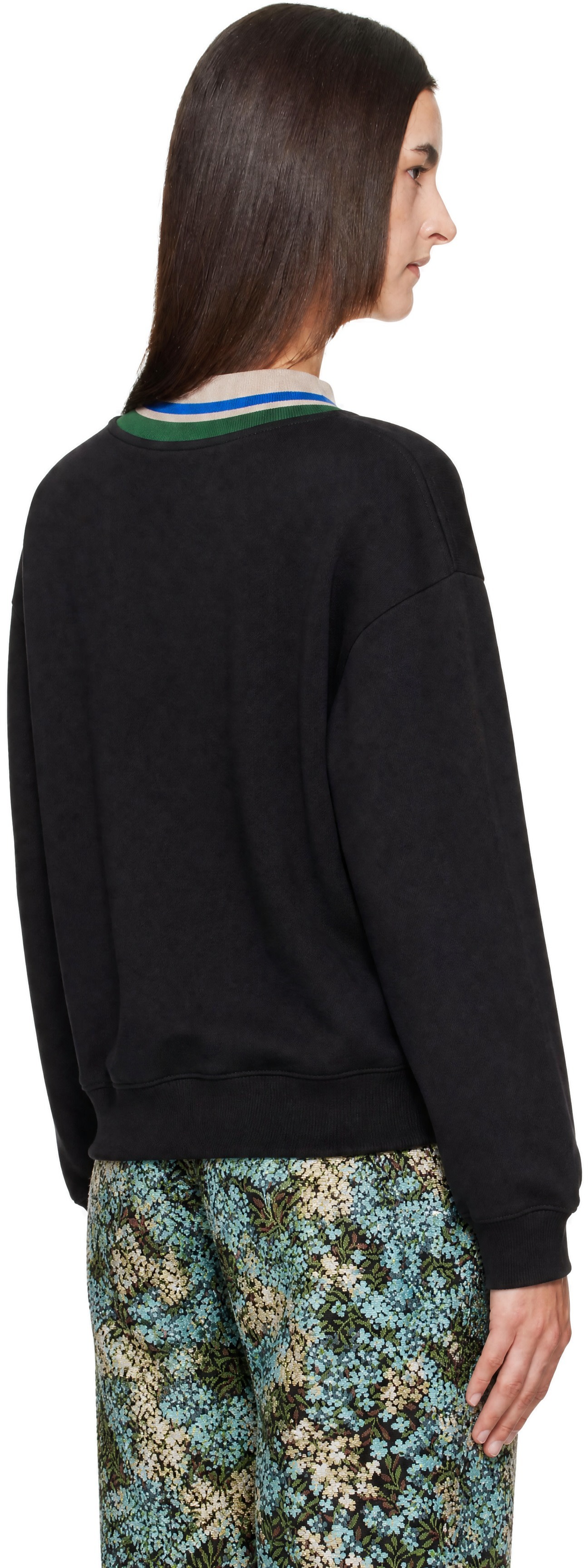 Dries Van Noten - Pull étagé noir à col en V