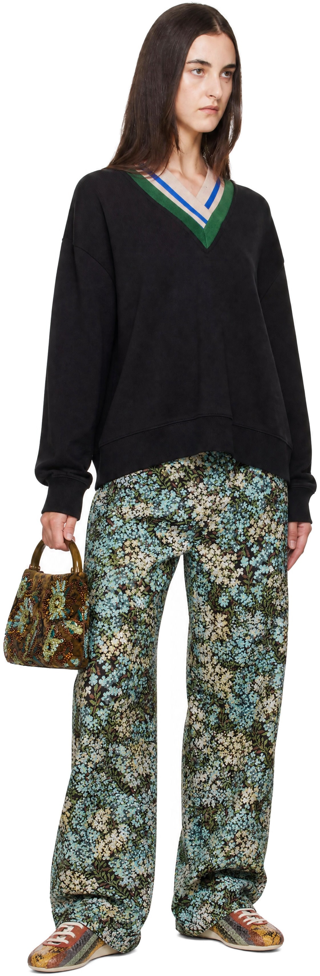 Dries Van Noten: Black Layered V-Neck Sweater | SSENSE