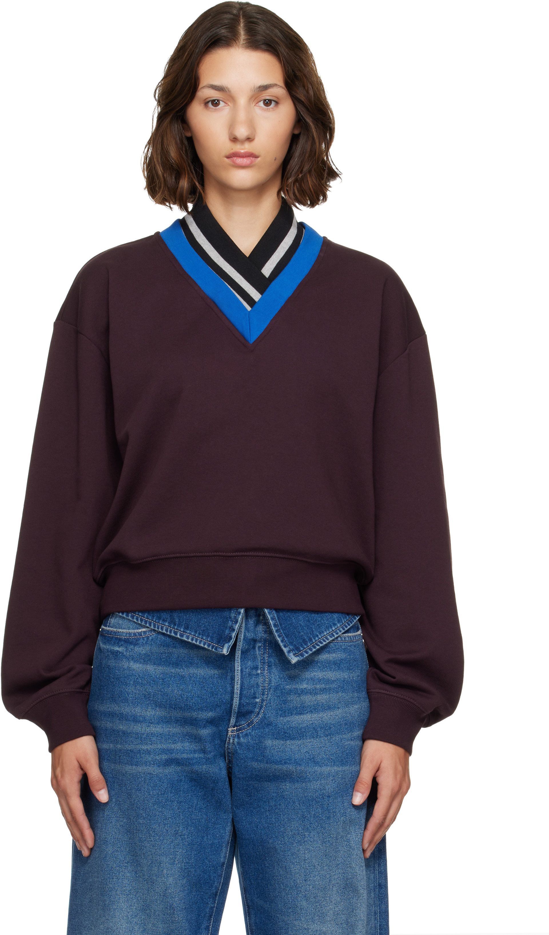 Dries Van Noten - Pull molletonné bourgogne en coton
