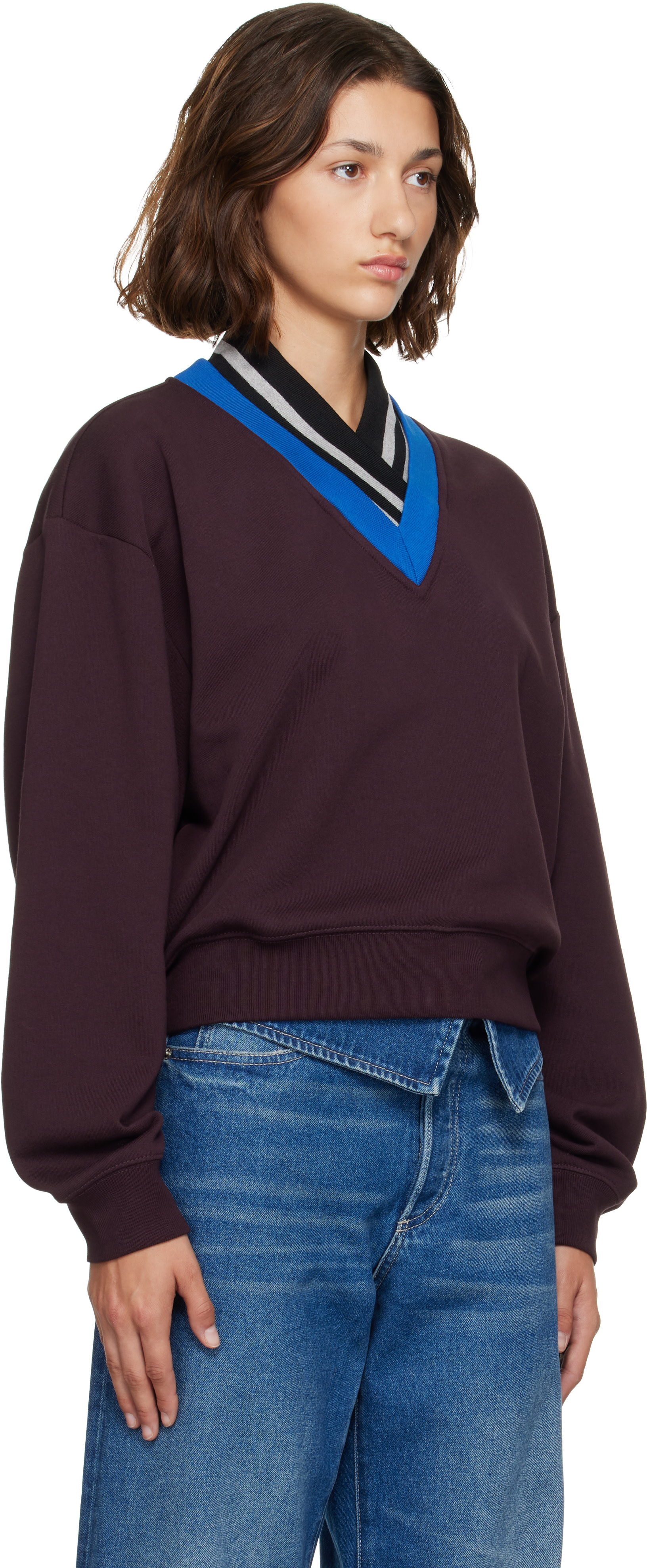 Dries Van Noten - Pull molletonné bourgogne en coton