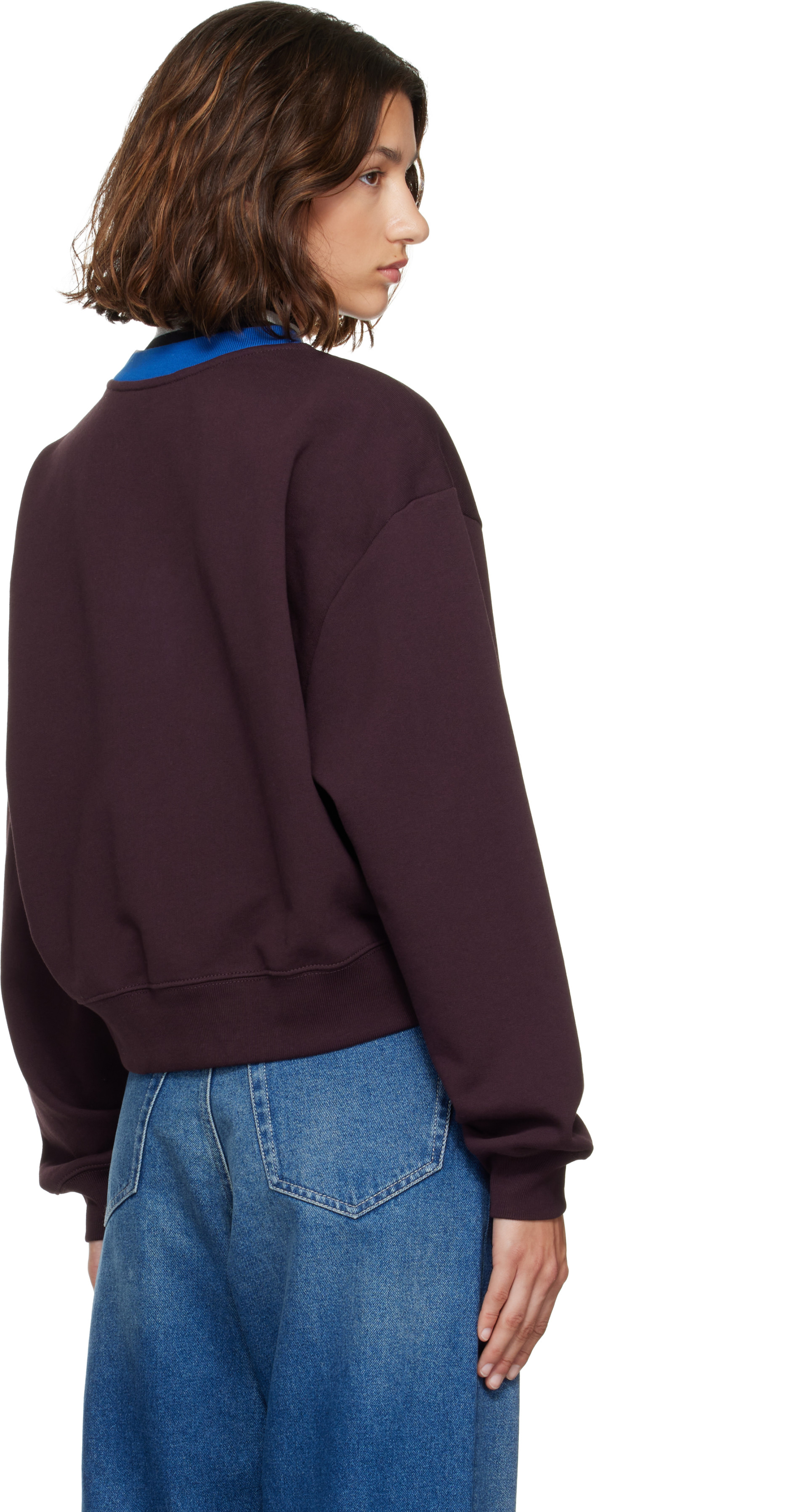 Dries Van Noten - Pull molletonné bourgogne en coton