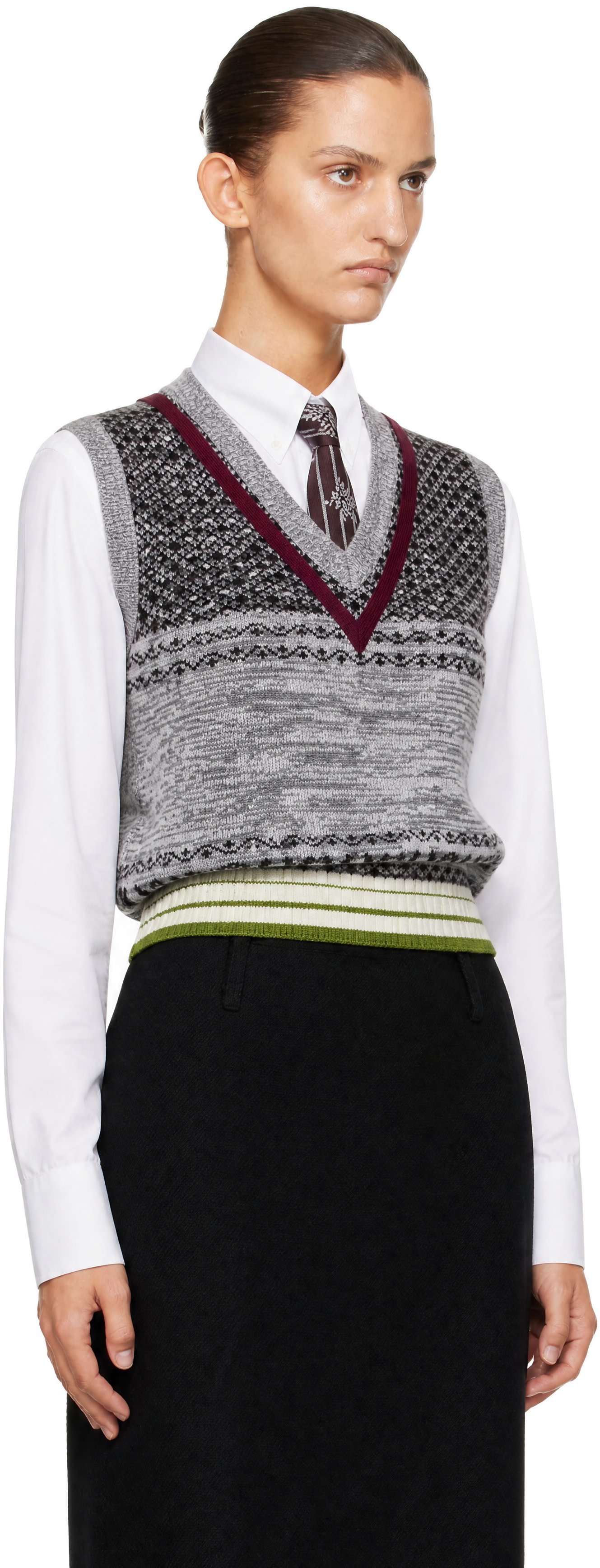 Dries Van Noten: グレー Fitted カシミヤ ニットベスト | SSENSE 日本