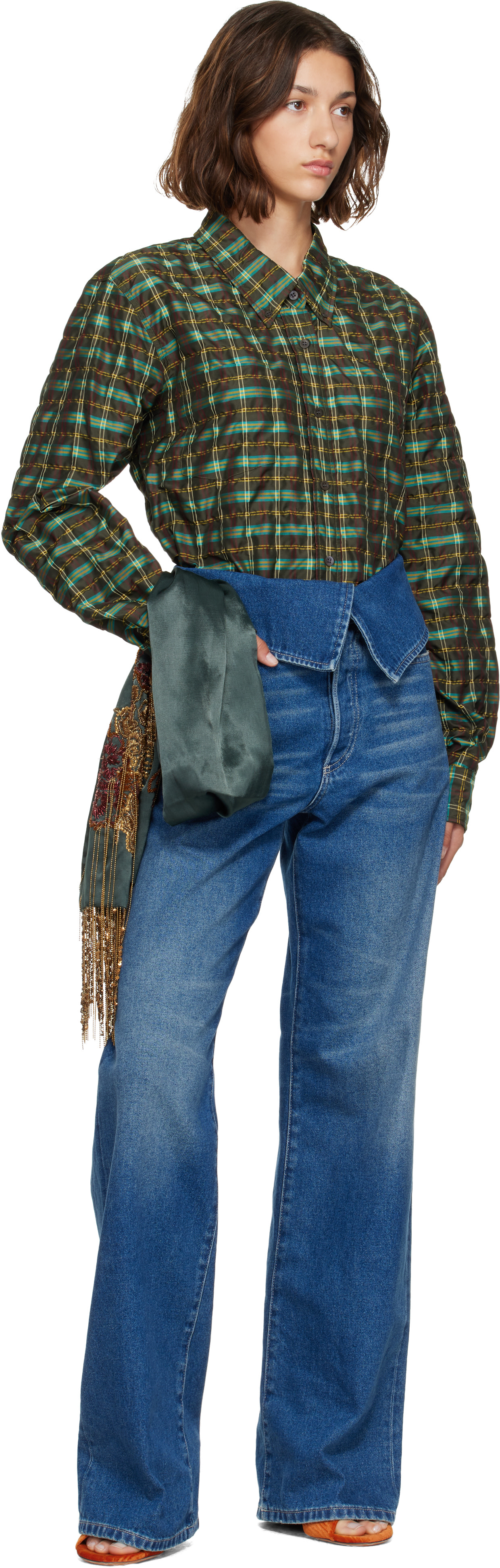 Dries Van Noten: Khaki Check Shirt | SSENSE