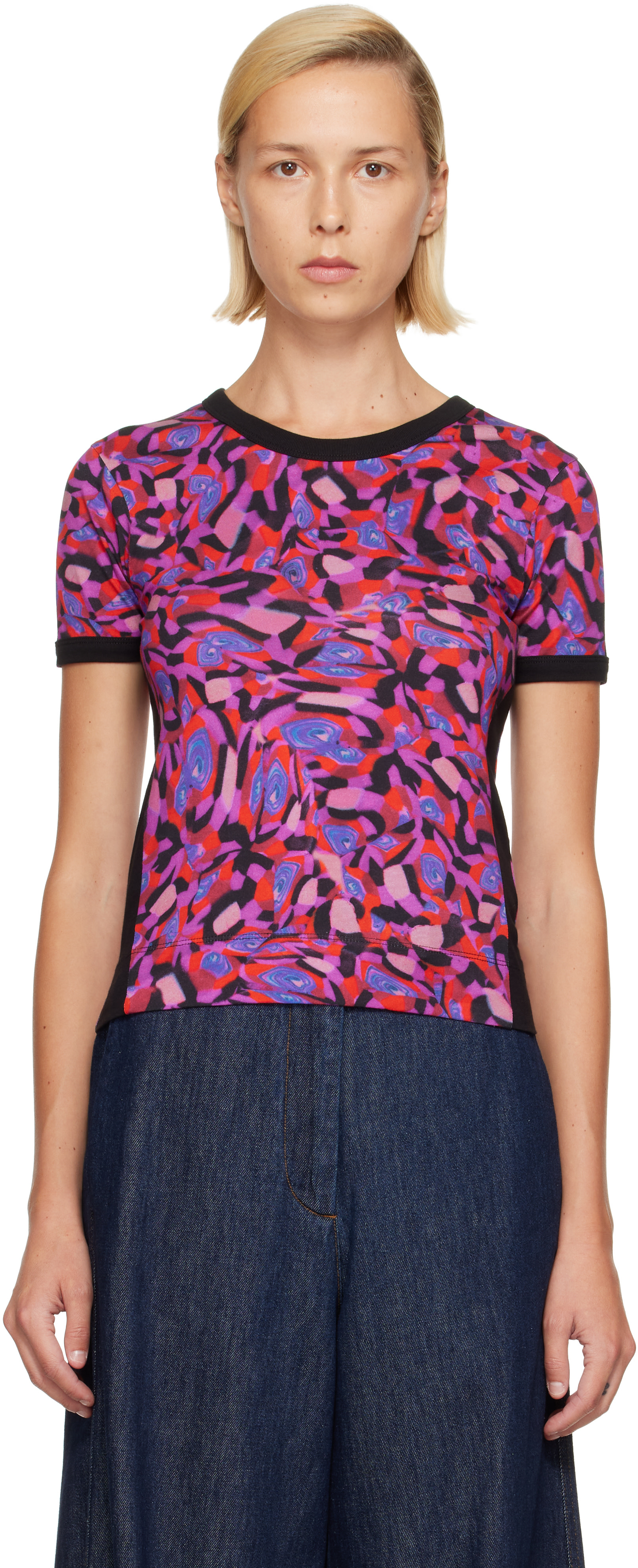 Dries Van Noten: Pink Fitted Contrast T-shirt | SSENSE