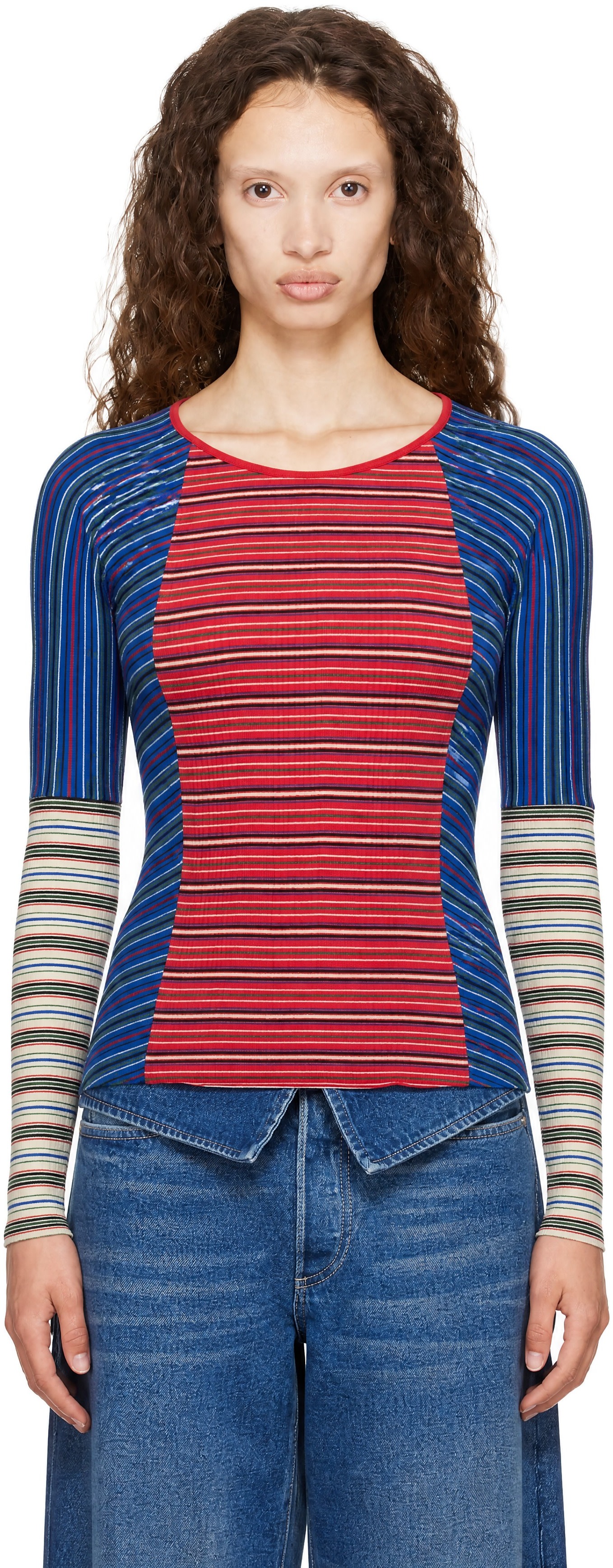 Dries Van Noten: Red Ribbed Cotton Top | SSENSE Mexico