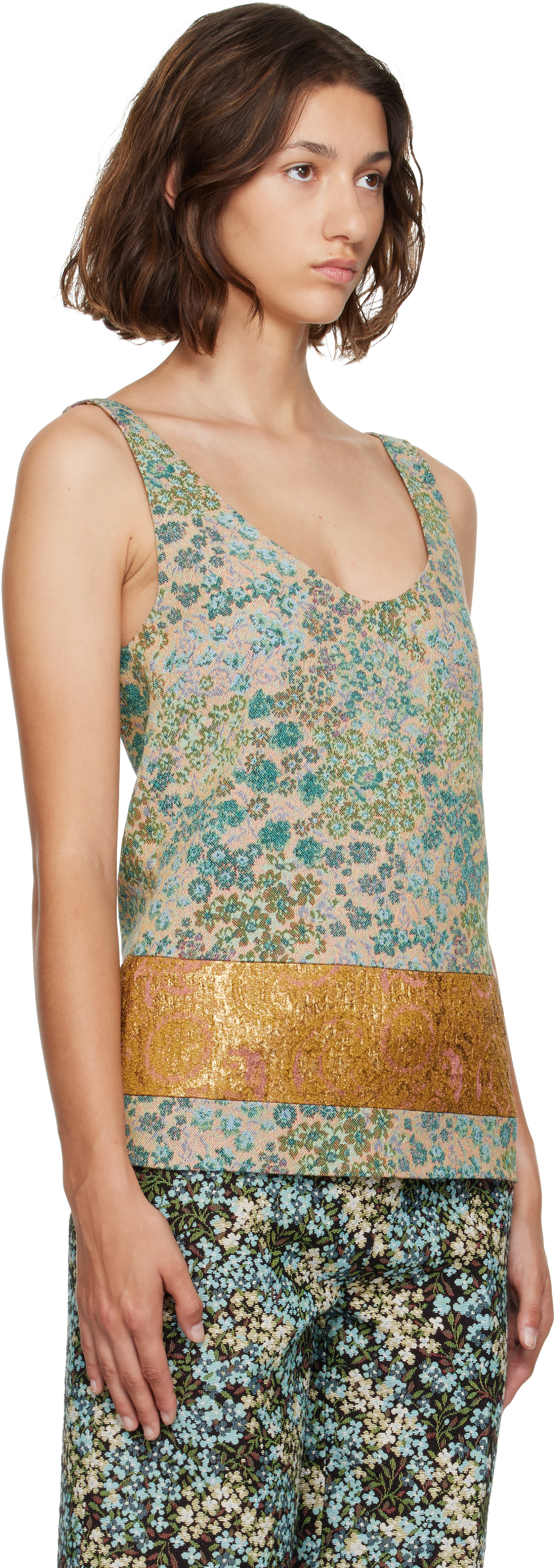 Dries Van Noten: Beige & Blue Floral Top | SSENSE