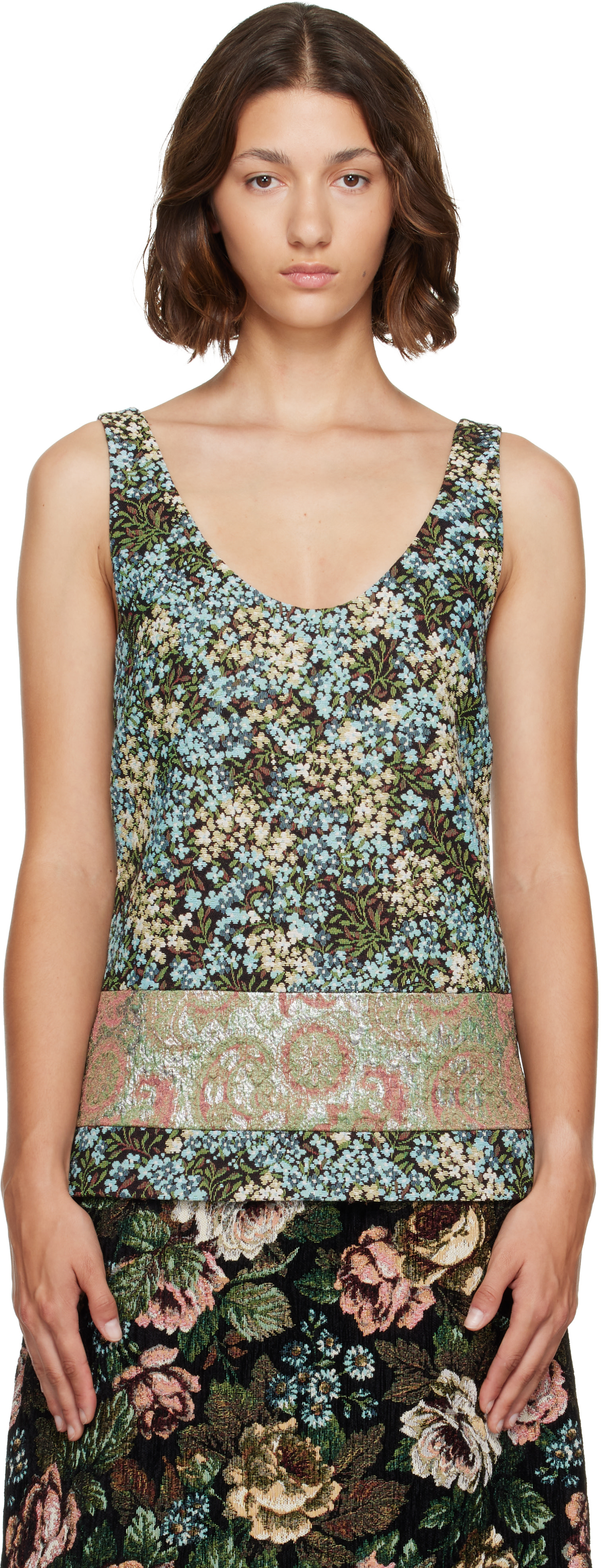 Dries Van Noten: Blue Floral Top | SSENSE