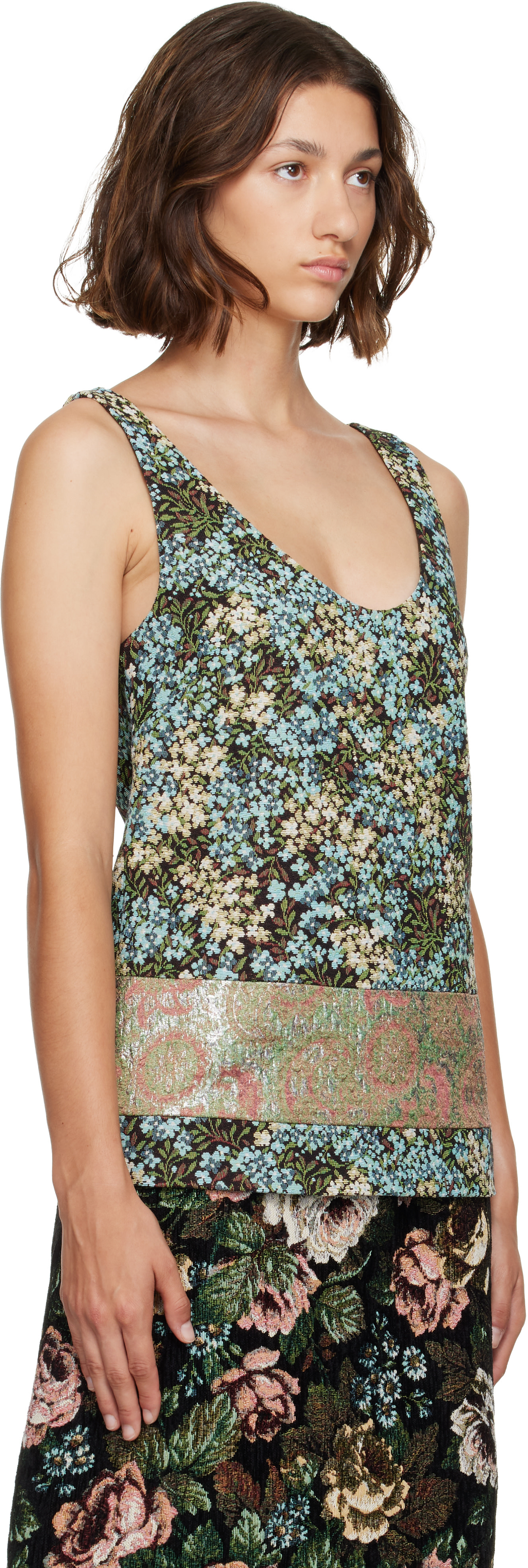 Dries Van Noten: Blue Floral Top | SSENSE