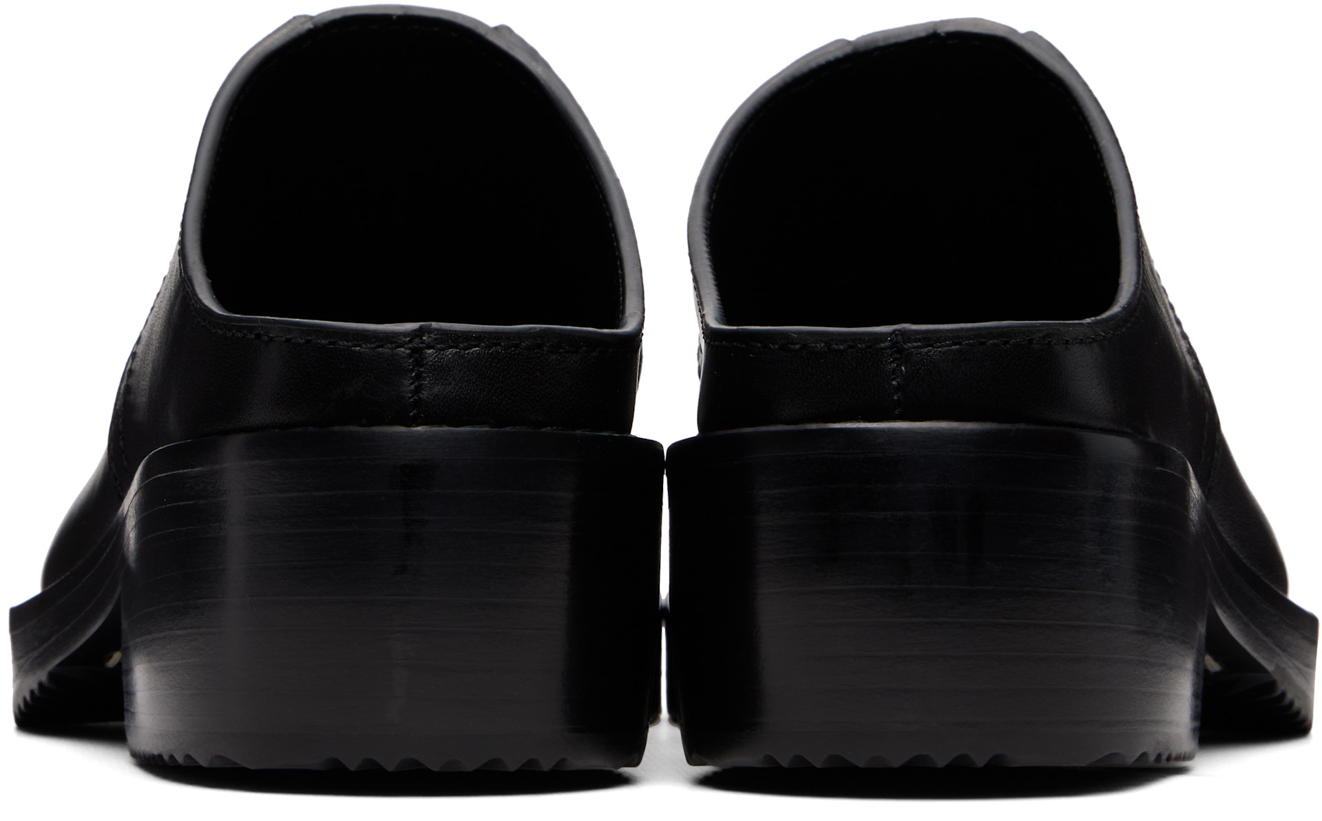 Dries Van Noten: Black Leather Workwear Mule Loafers | SSENSE
