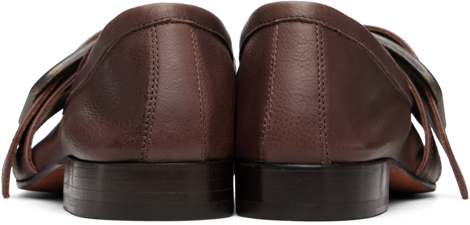 Dries Van Noten - Flâneurs bruns en cuir