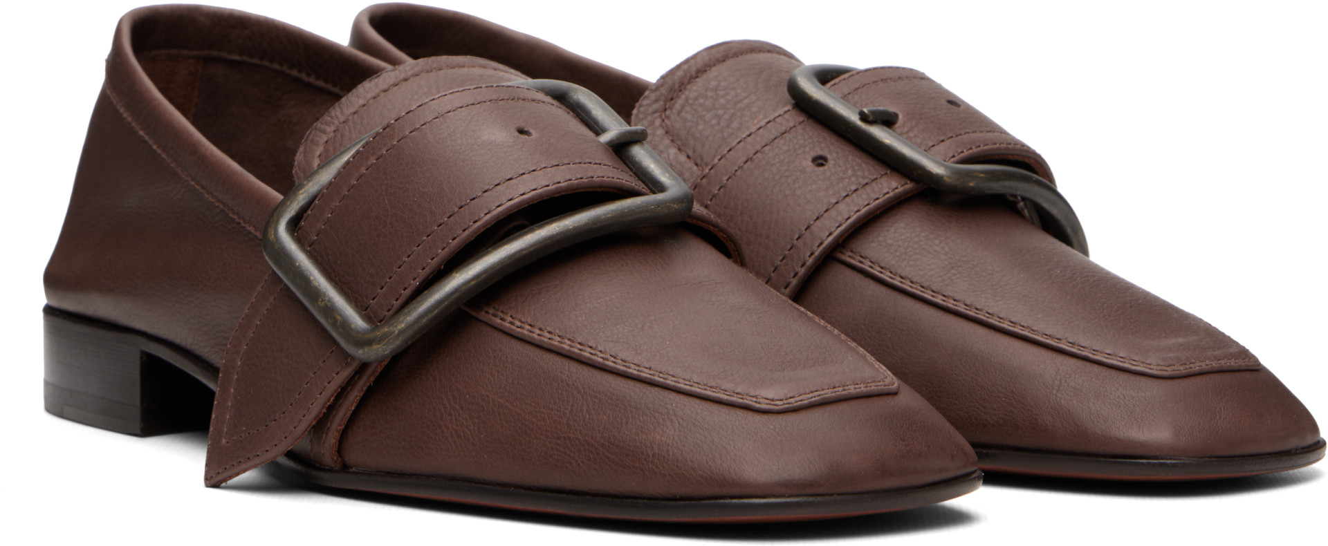 Dries Van Noten - Flâneurs bruns en cuir
