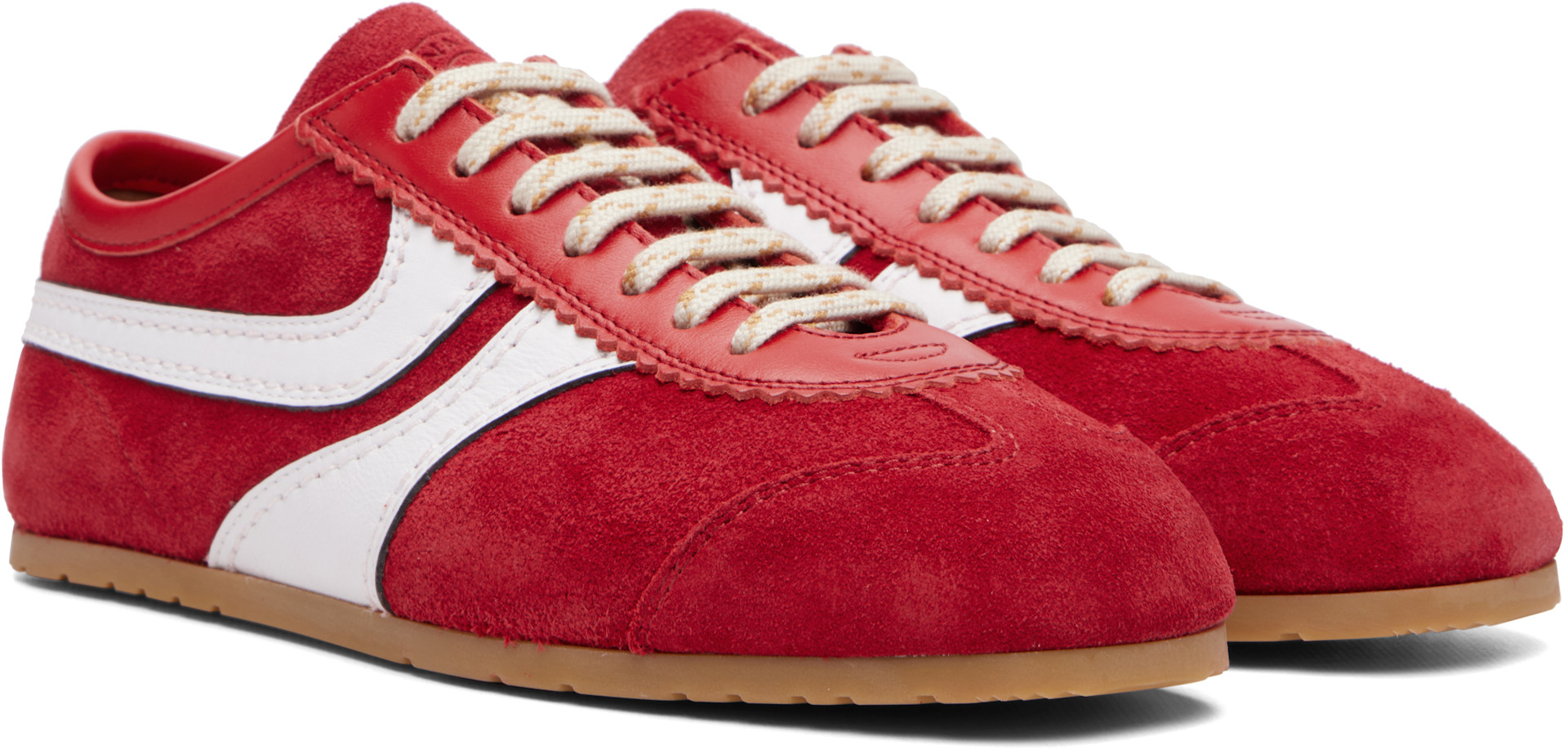 Dries Van Noten - Baskets rouges en suède