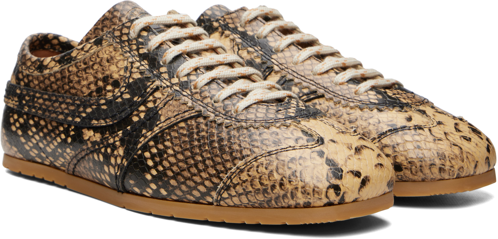 Dries Van Noten - Baskets beiges en cuir