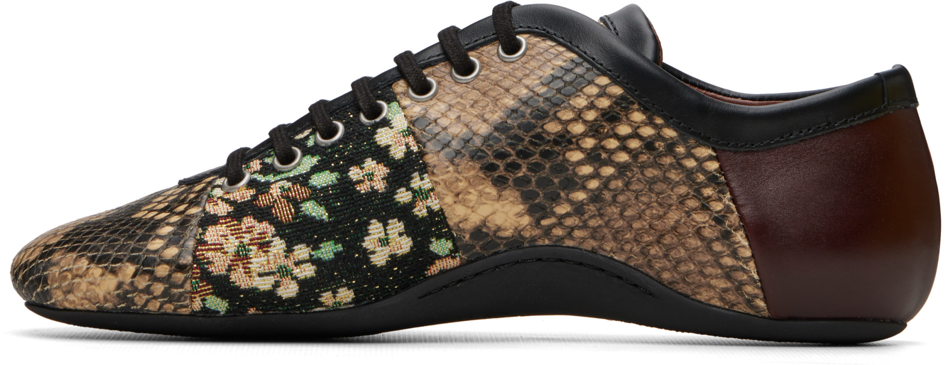 Dries Van Noten - Baskets de style ballerine beige et brun à patchwork