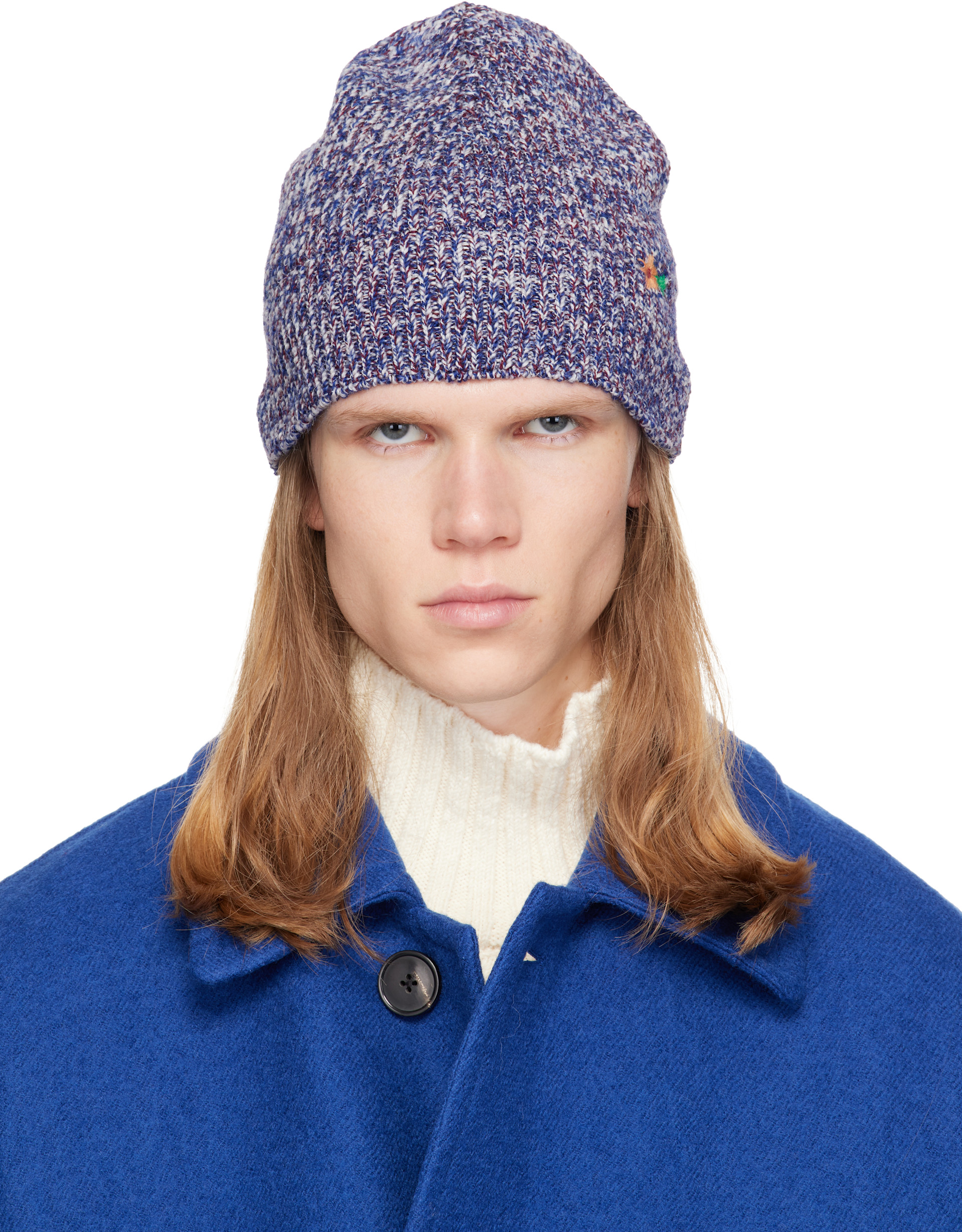 Dries Van Noten 総柄 ウール ニット帽 ビーニー ベルギー製 Dries Van Noten: ネイビー Floral ビーニー | SSENSE 日本