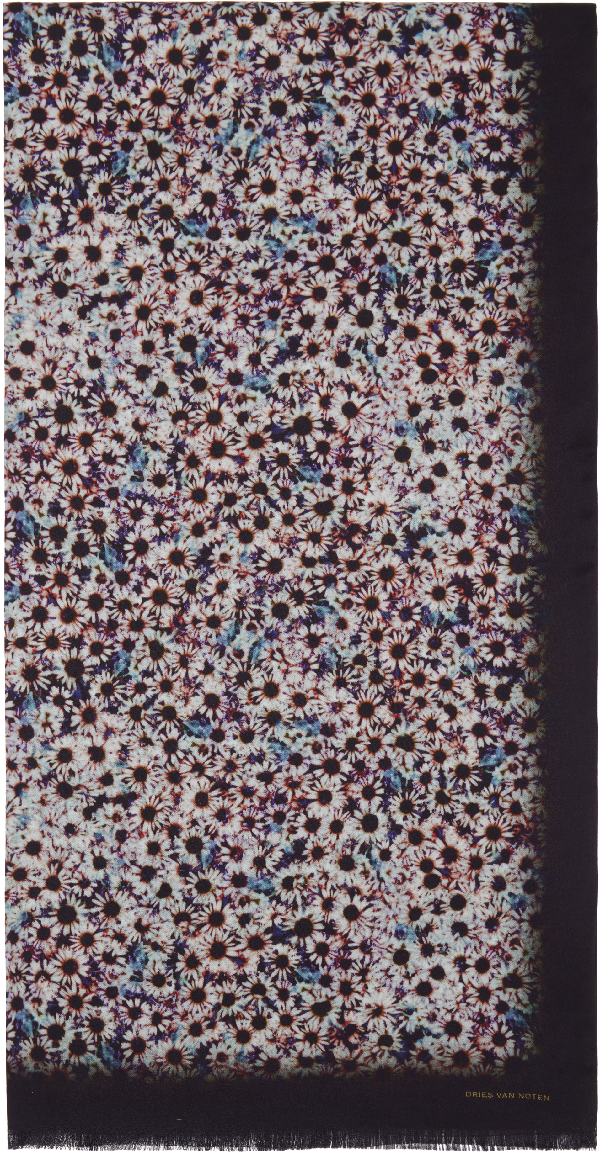 Dries Van Noten: Purple & Green Printed Satin Scarf | SSENSE