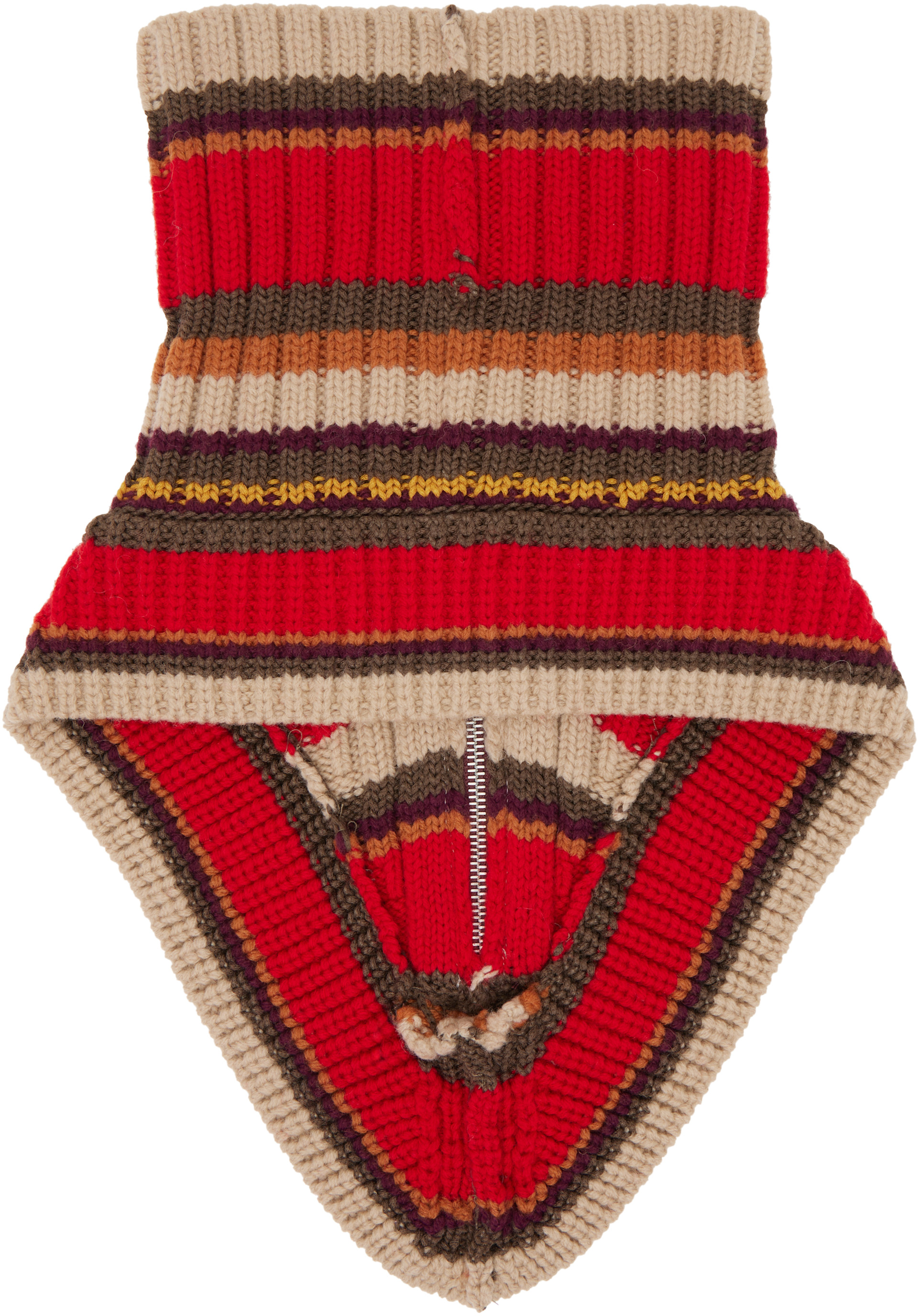 Dries Van Noten - Red Wool Zip Collar Scarf