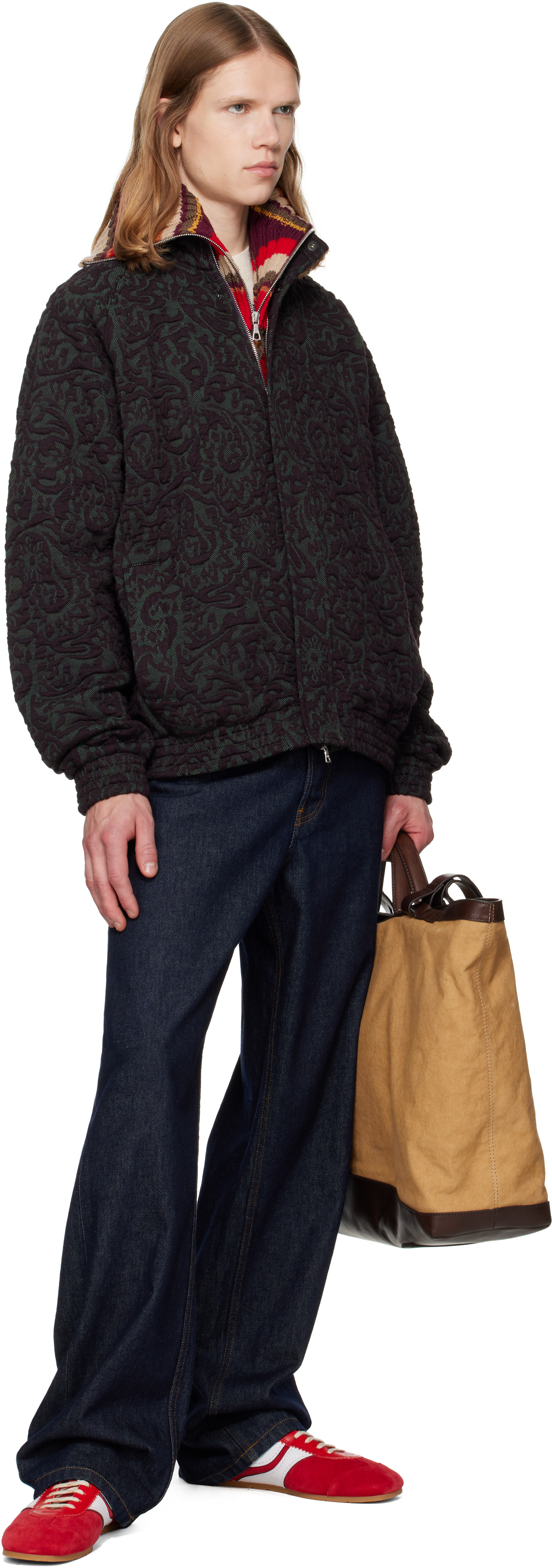 Dries Van Noten - Red Wool Zip Collar Scarf