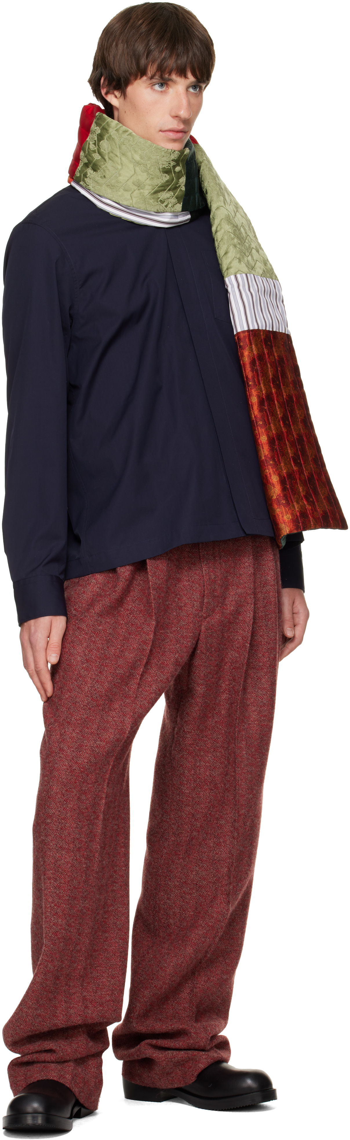 Dries Van Noten - マルチカラー パッチワーク ジャカード マフラー