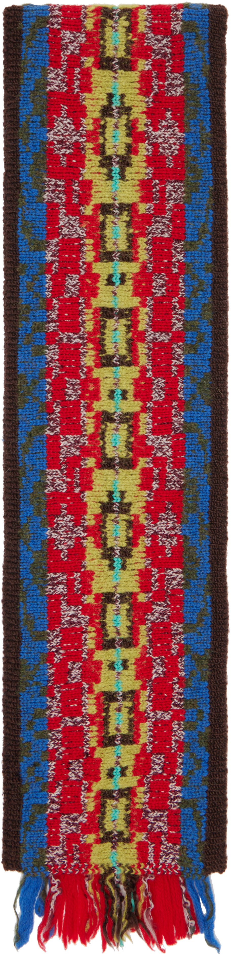 Dries Van Noten - Brown Jacquard Wool Scarf