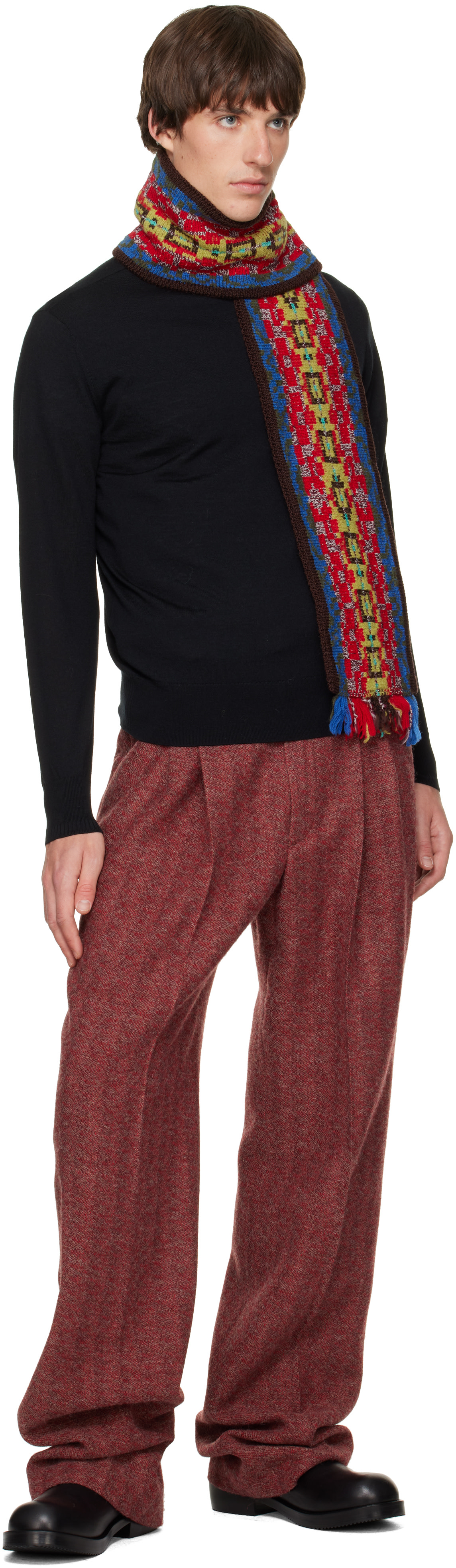 Dries Van Noten - 棕色 Jacquard Wool 围巾