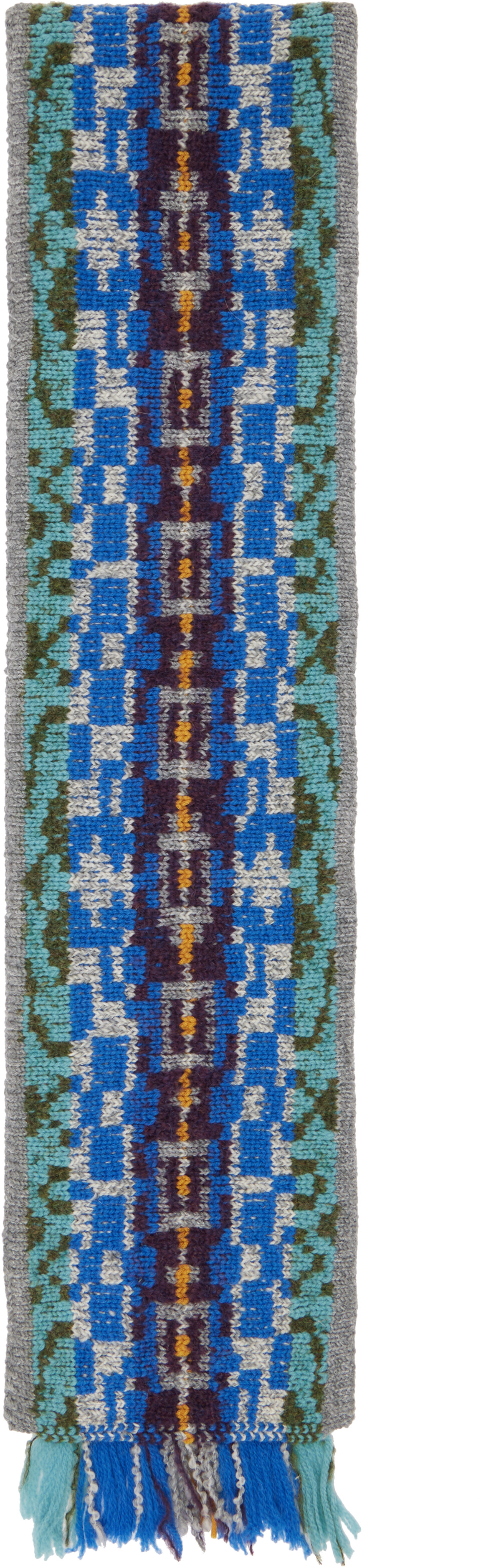Dries Van Noten - Gray Jacquard Wool Scarf