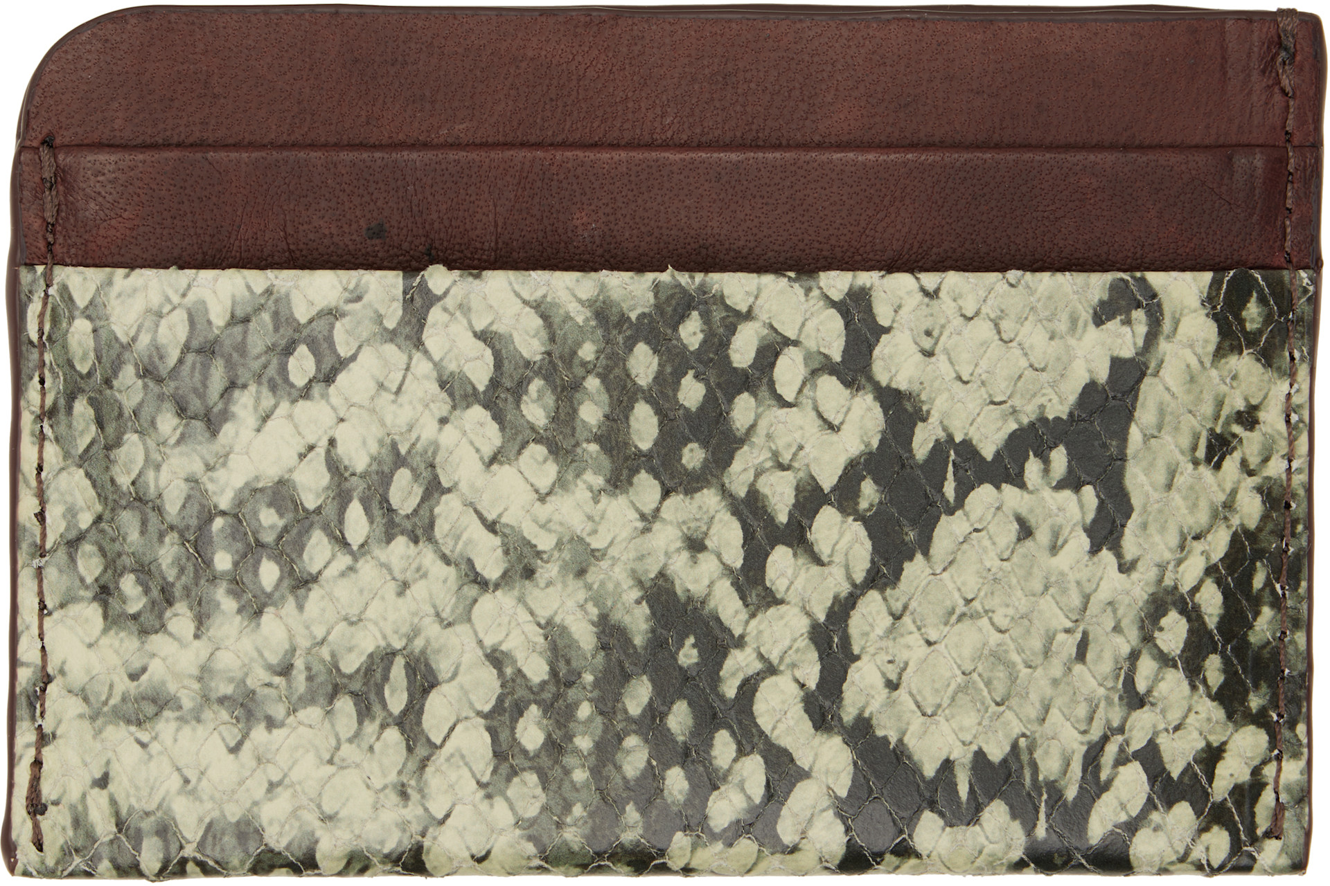 Dries Van Noten: Brown & Green Calfskin Card Holder | SSENSE