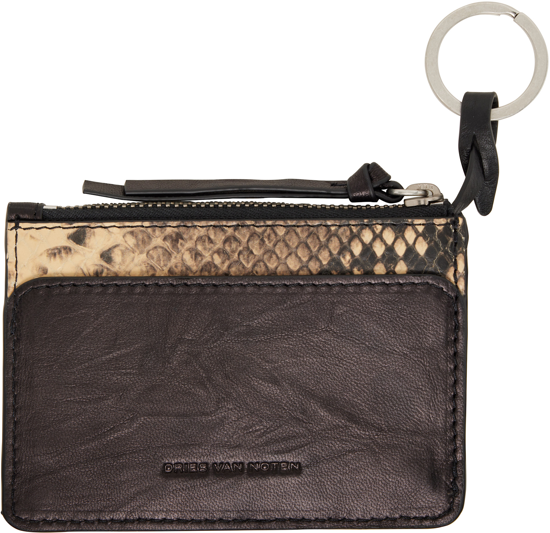 Dries Van Noten: Black & Beige Calfskin Wallet | SSENSE