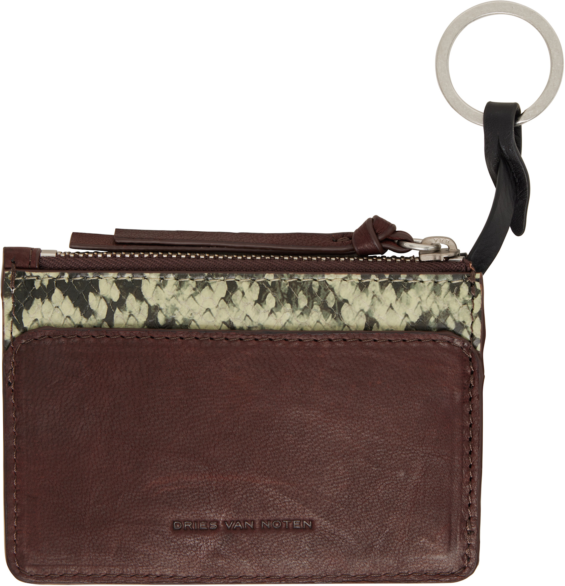 Dries Van Noten: Brown & Green Calfskin Wallet | SSENSE