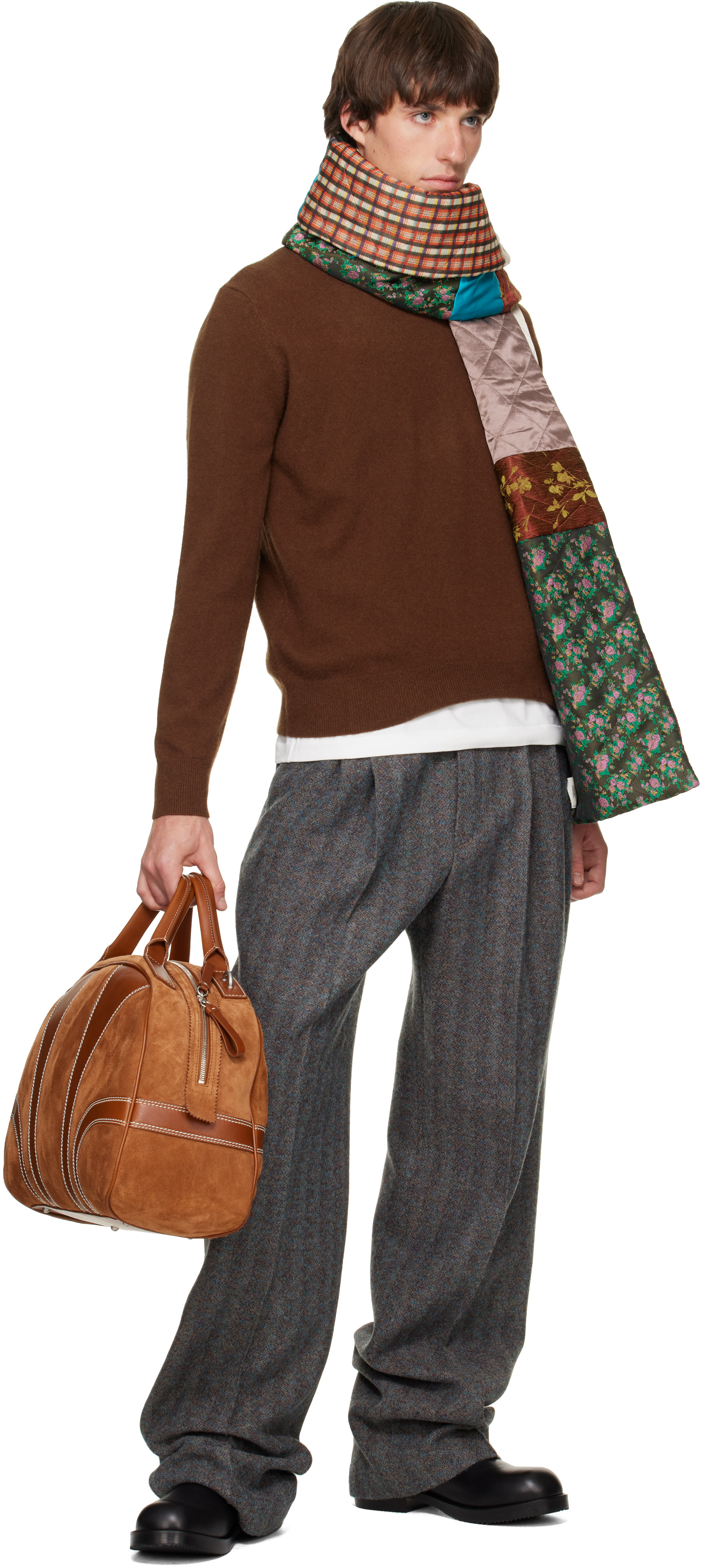 Dries Van Noten - タン スエード ダッフルバッグ