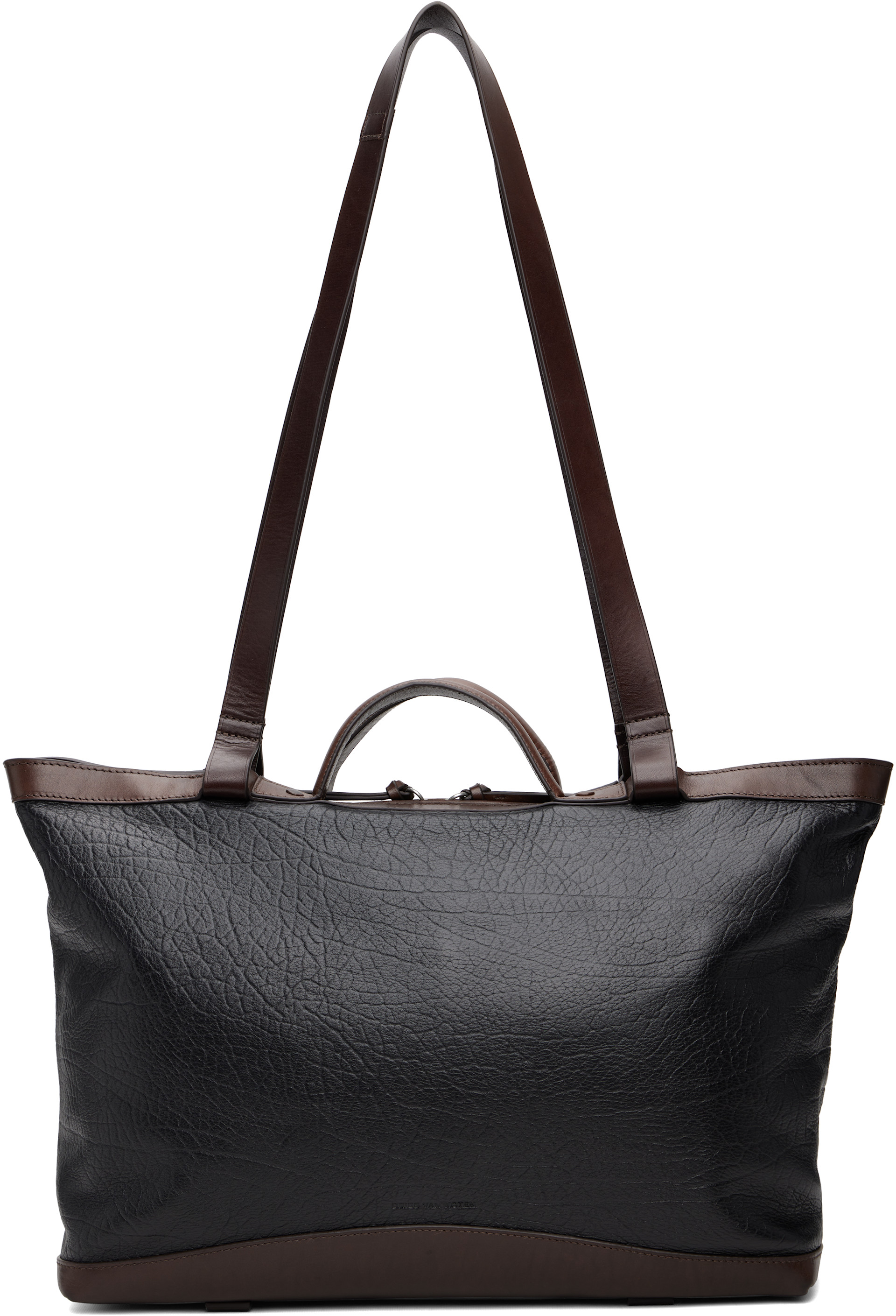 Dries Van Noten: Black & Brown Leather Tote | SSENSE