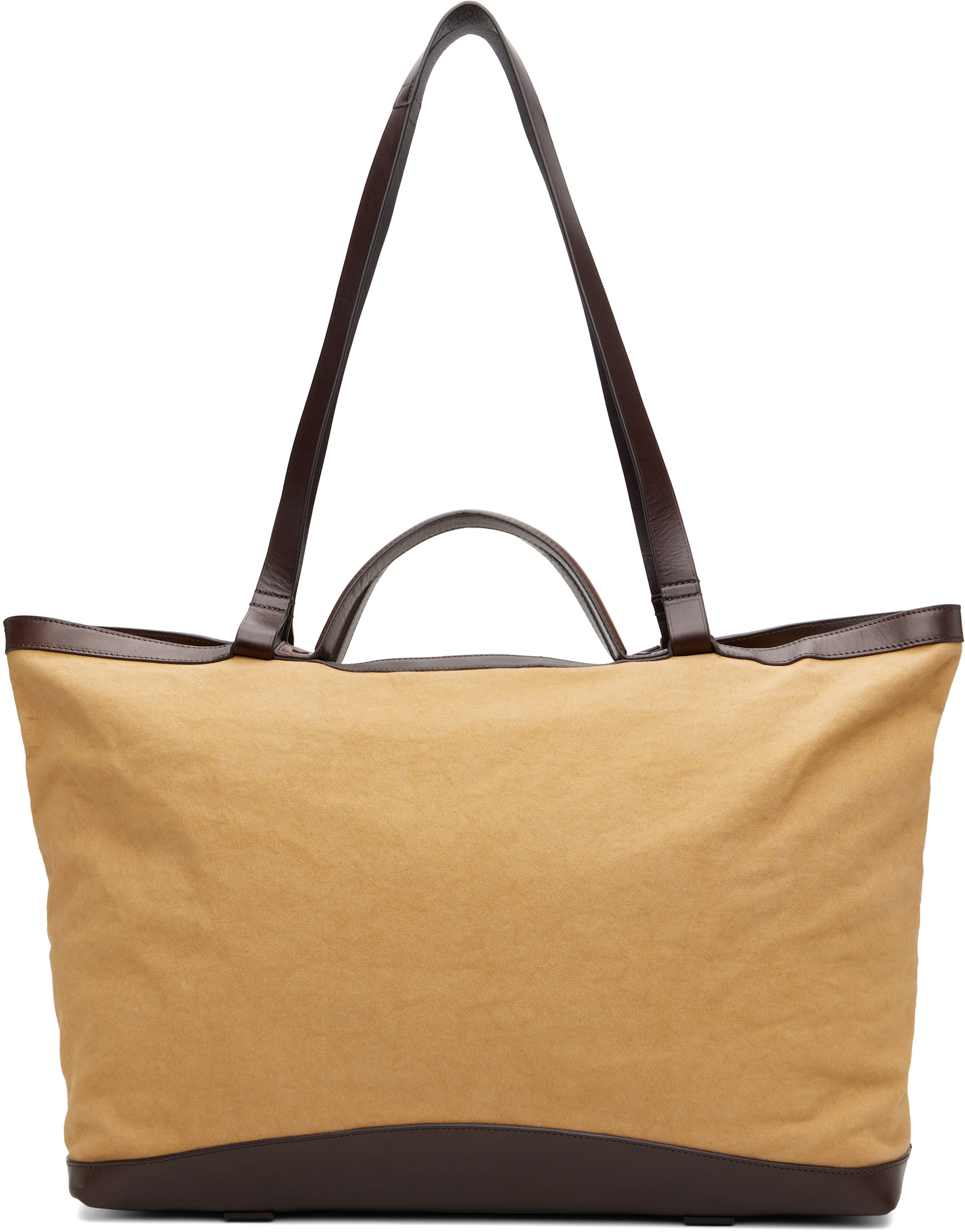 DRIES VAN NOTEN トートバッグ Dries Van Noten: Khaki & Brown Canvas Tote | SSENSE