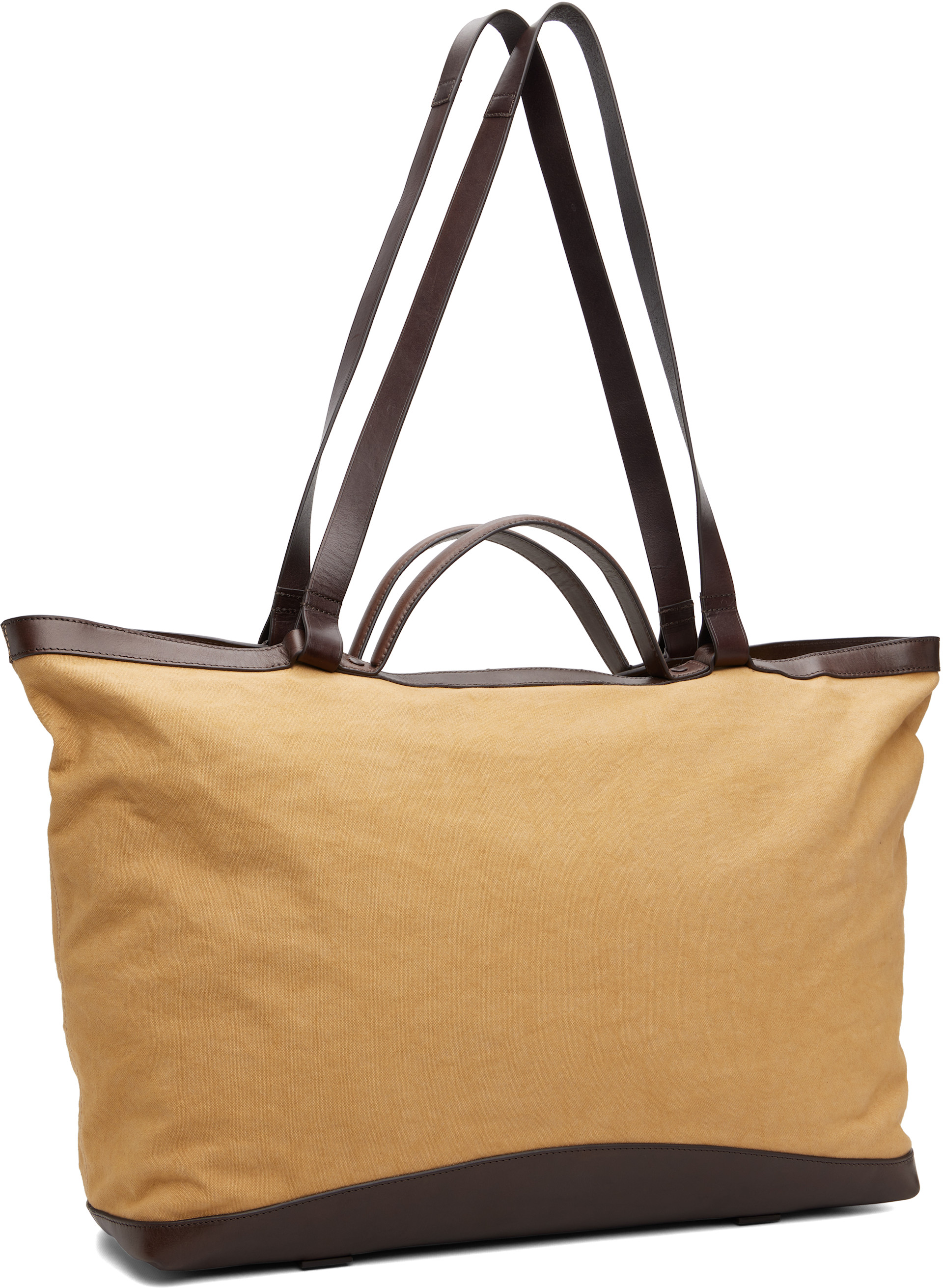バッグ DRIES VAN NOTEN travel canvas bag Dries Van Noten: Khaki & Brown Canvas Tote | SSENSE