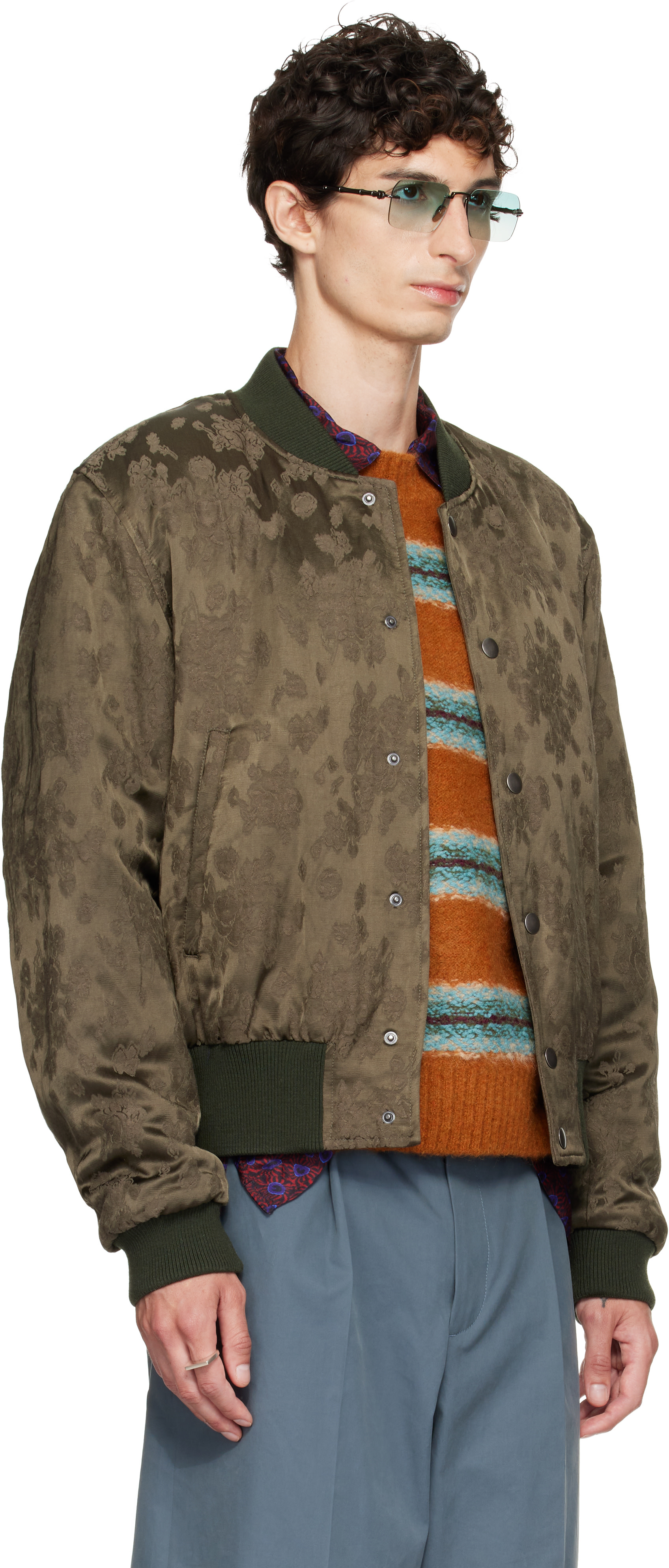 Dries Van Noten - Khaki Pattern Bomber Jacket