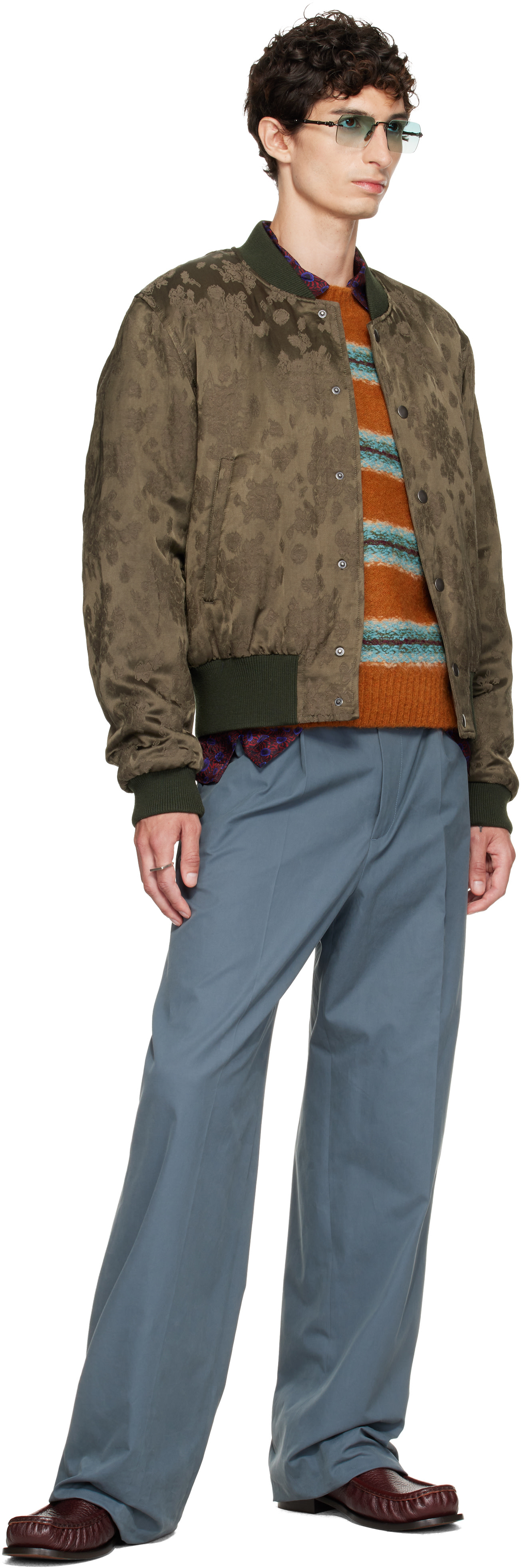 Dries Van Noten - Khaki Pattern Bomber Jacket