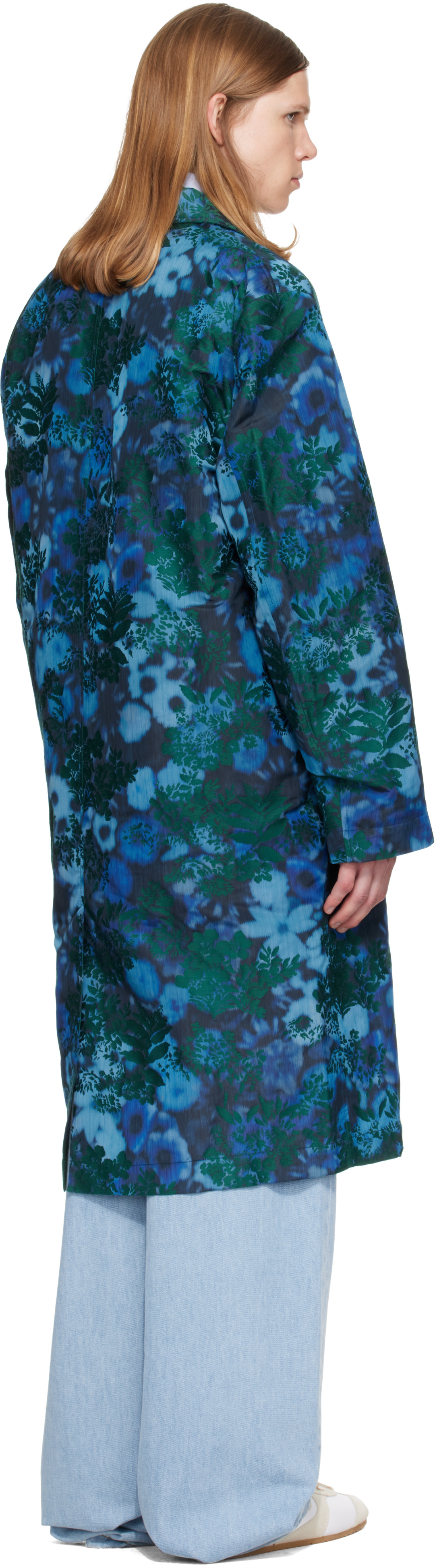 Dries Van Noten: ブルー Floral ジャカード コート | SSENSE 日本