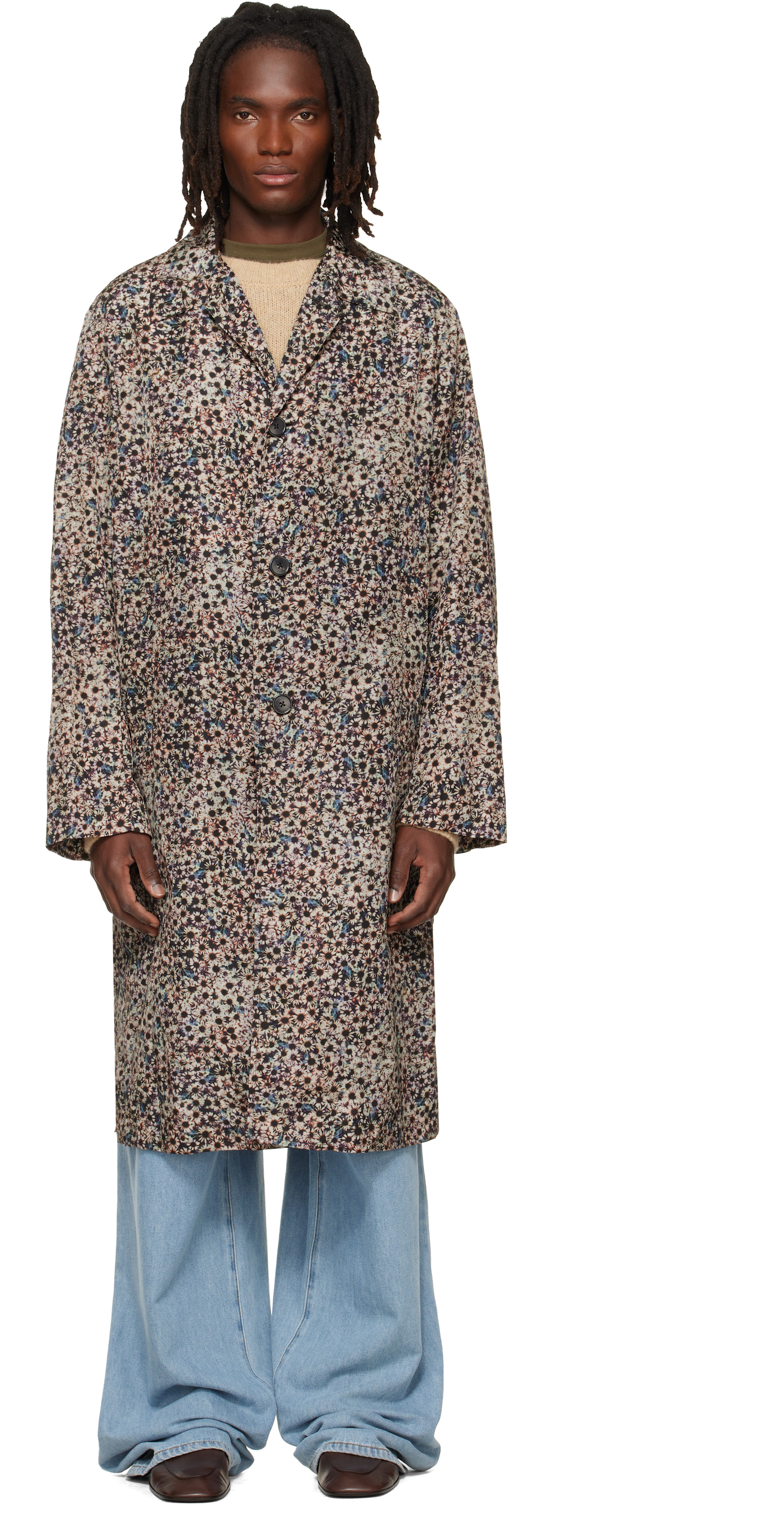 Dries Van Noten - Gray Printed Coat