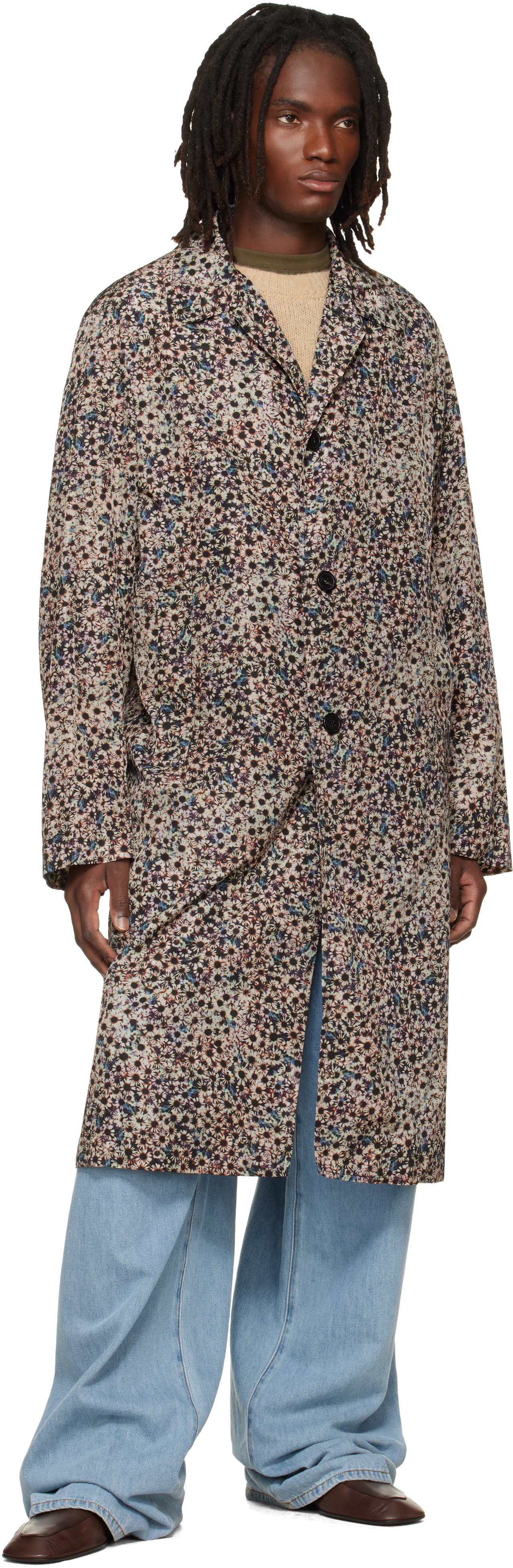 Dries Van Noten - Gray Printed Coat