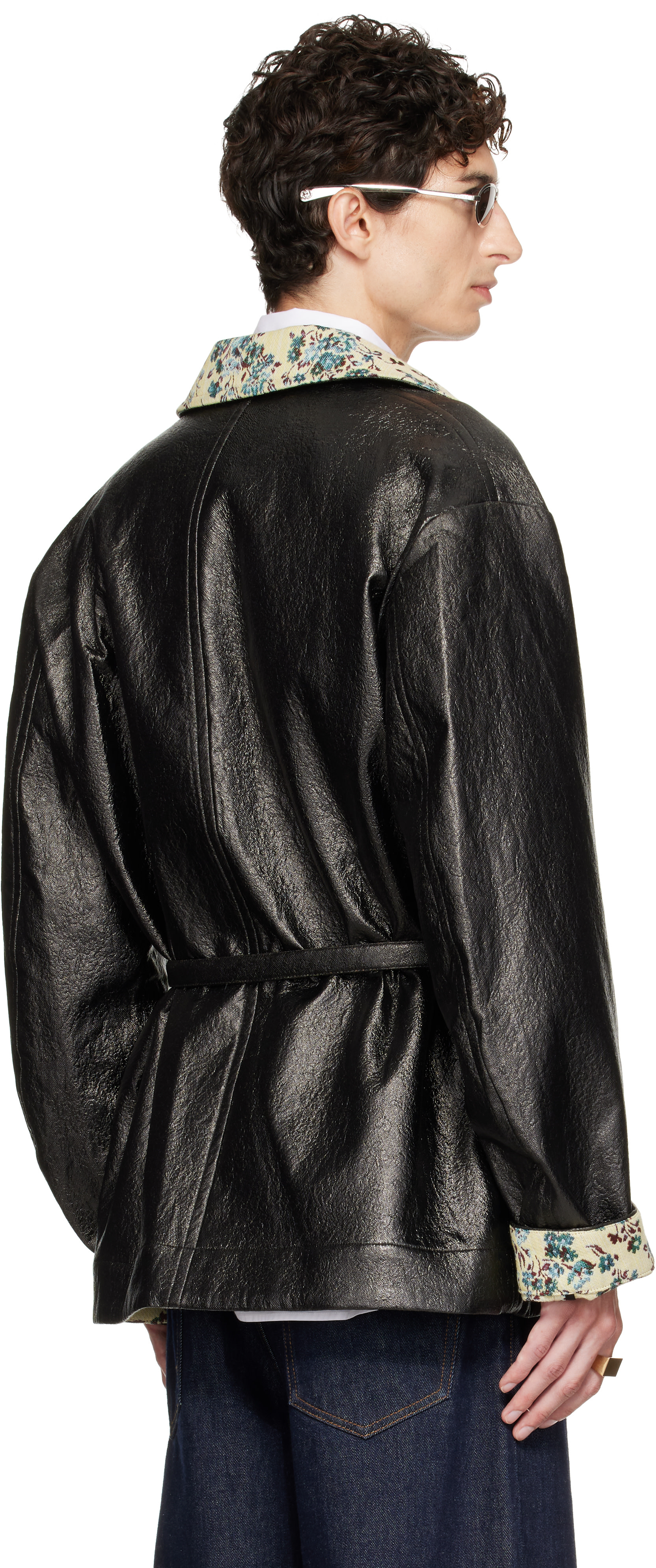 Dries Van Noten - Black Coated Belted Jacket